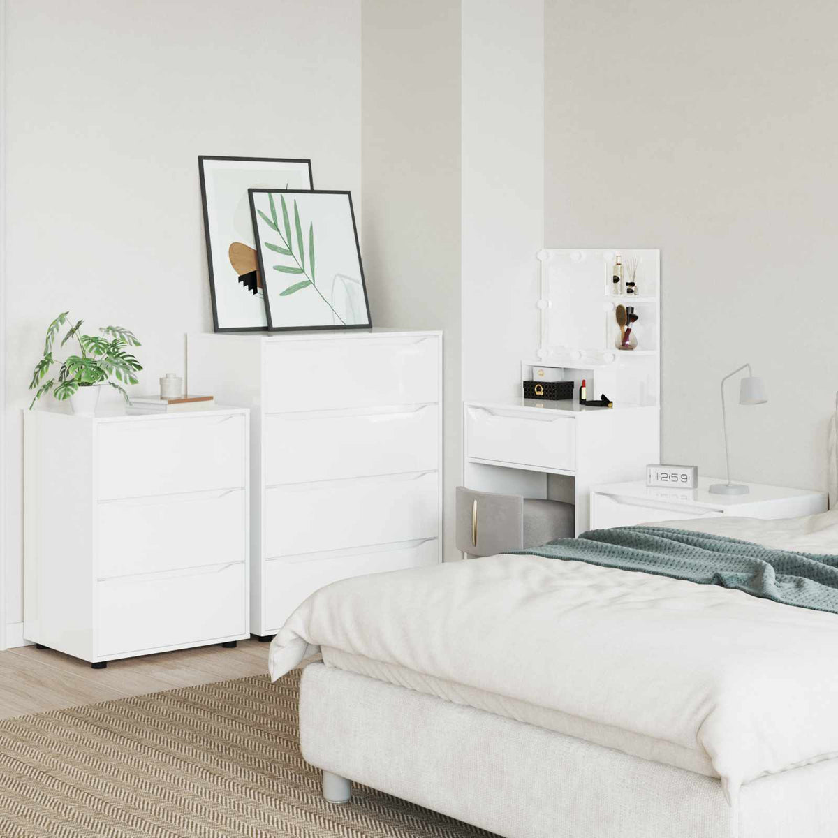 Storage Cabinet High Gloss White 60 x 48 x 81 cm