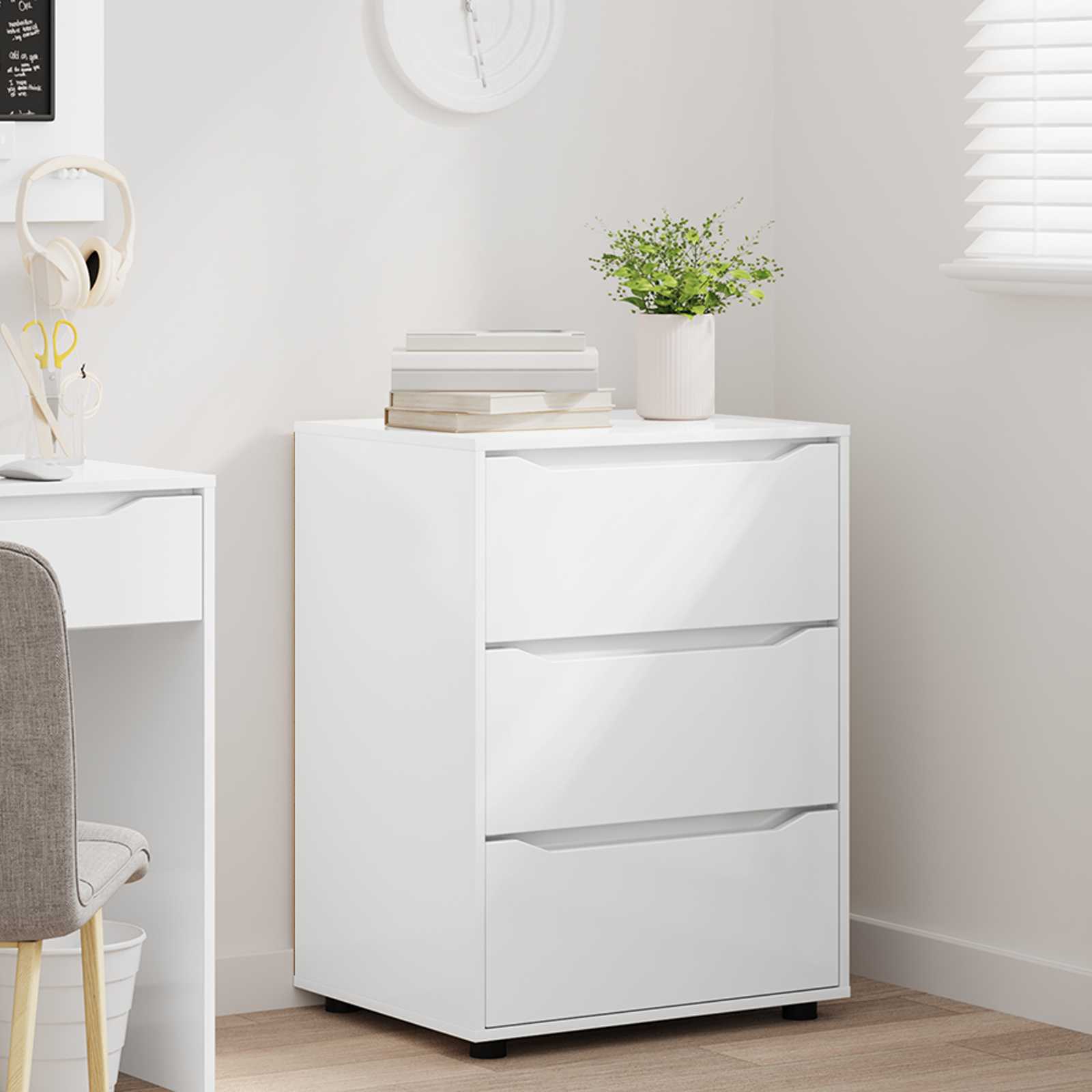Storage Cabinet High Gloss White 60 x 48 x 81 cm
