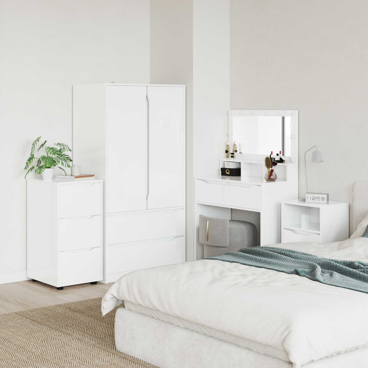 Storage Cabinet High Gloss White 40 x 48 x 81 cm