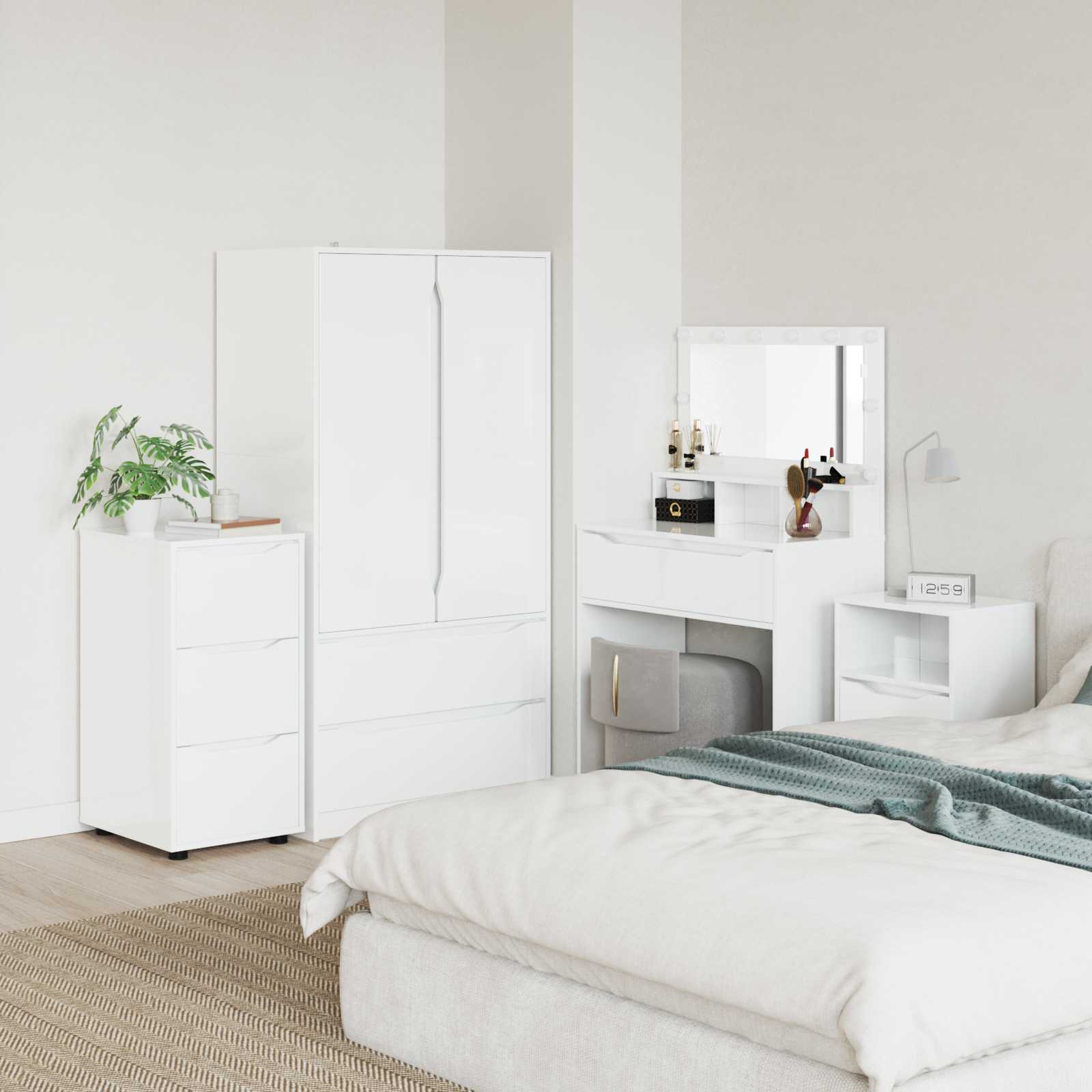 Storage Cabinet High Gloss White 40 x 48 x 81 cm
