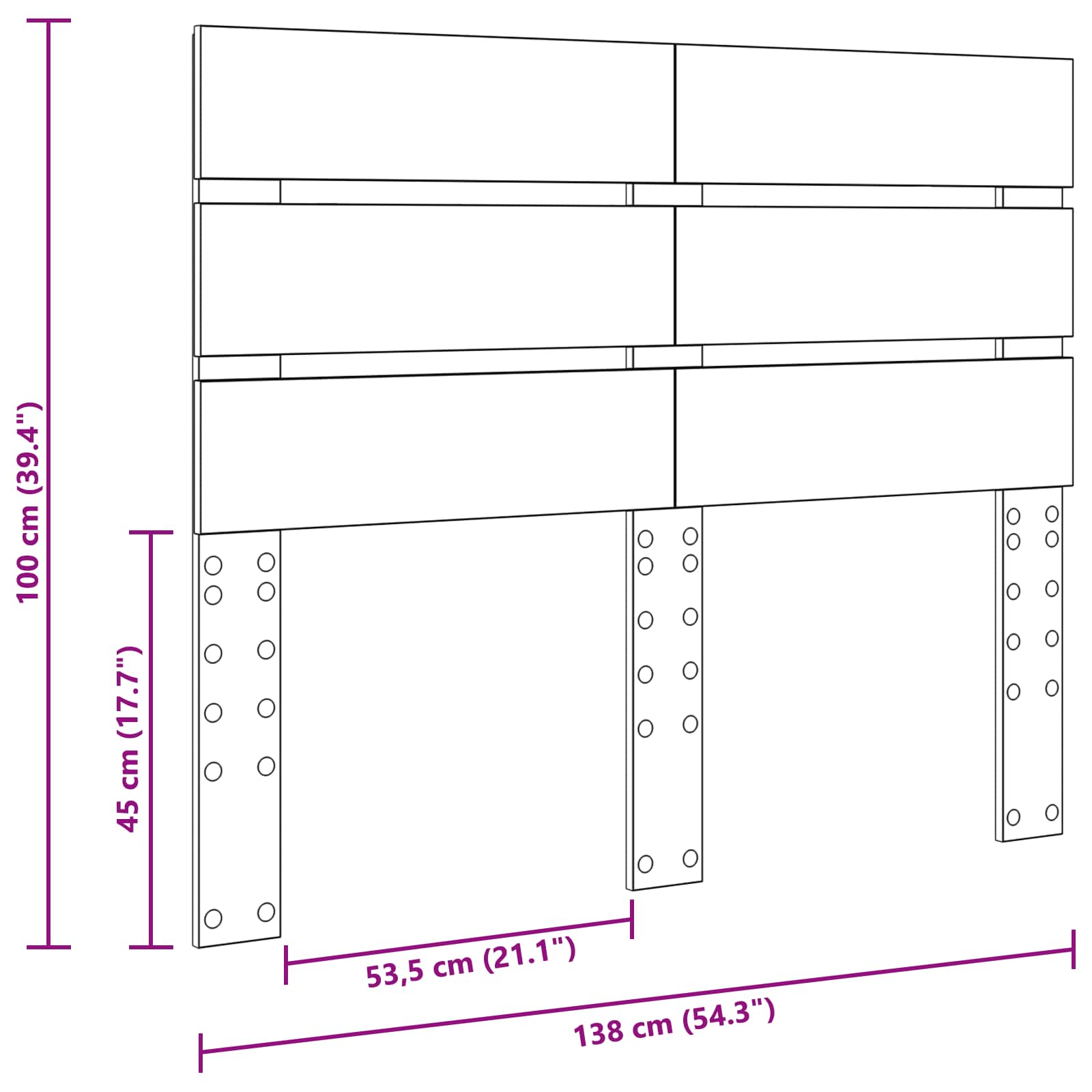Headboard White 135 cm Engineered Wood
