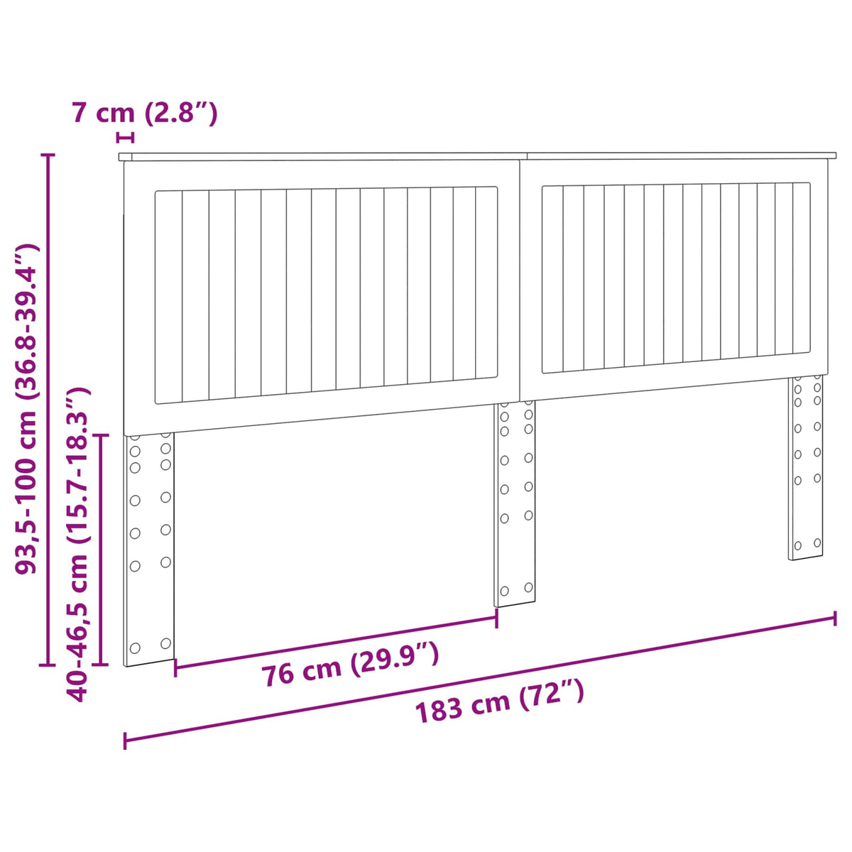 Headboard with Headboard White 180 cm Engineered wood