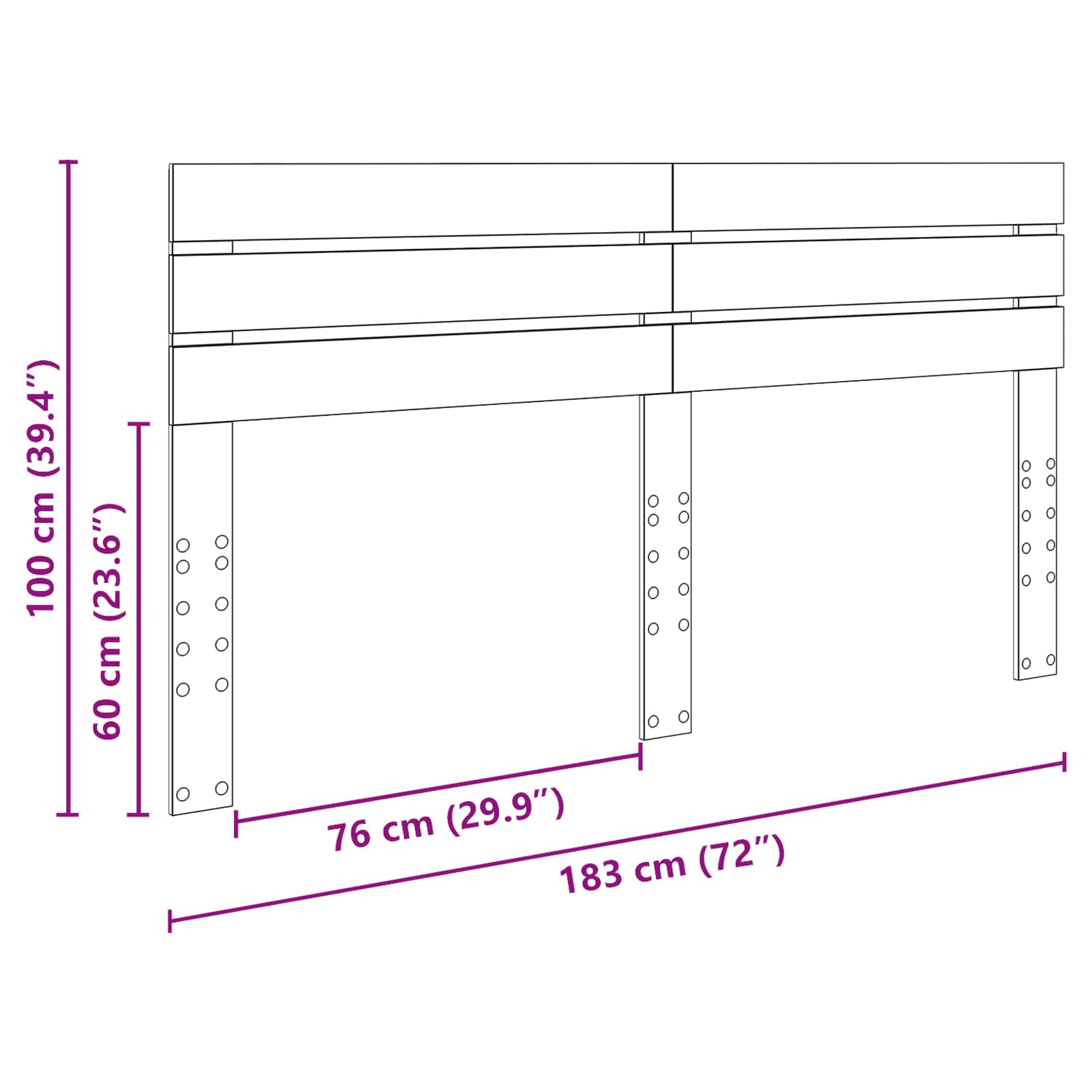 Headboard Sonoma Oak 180 cm Engineered wood