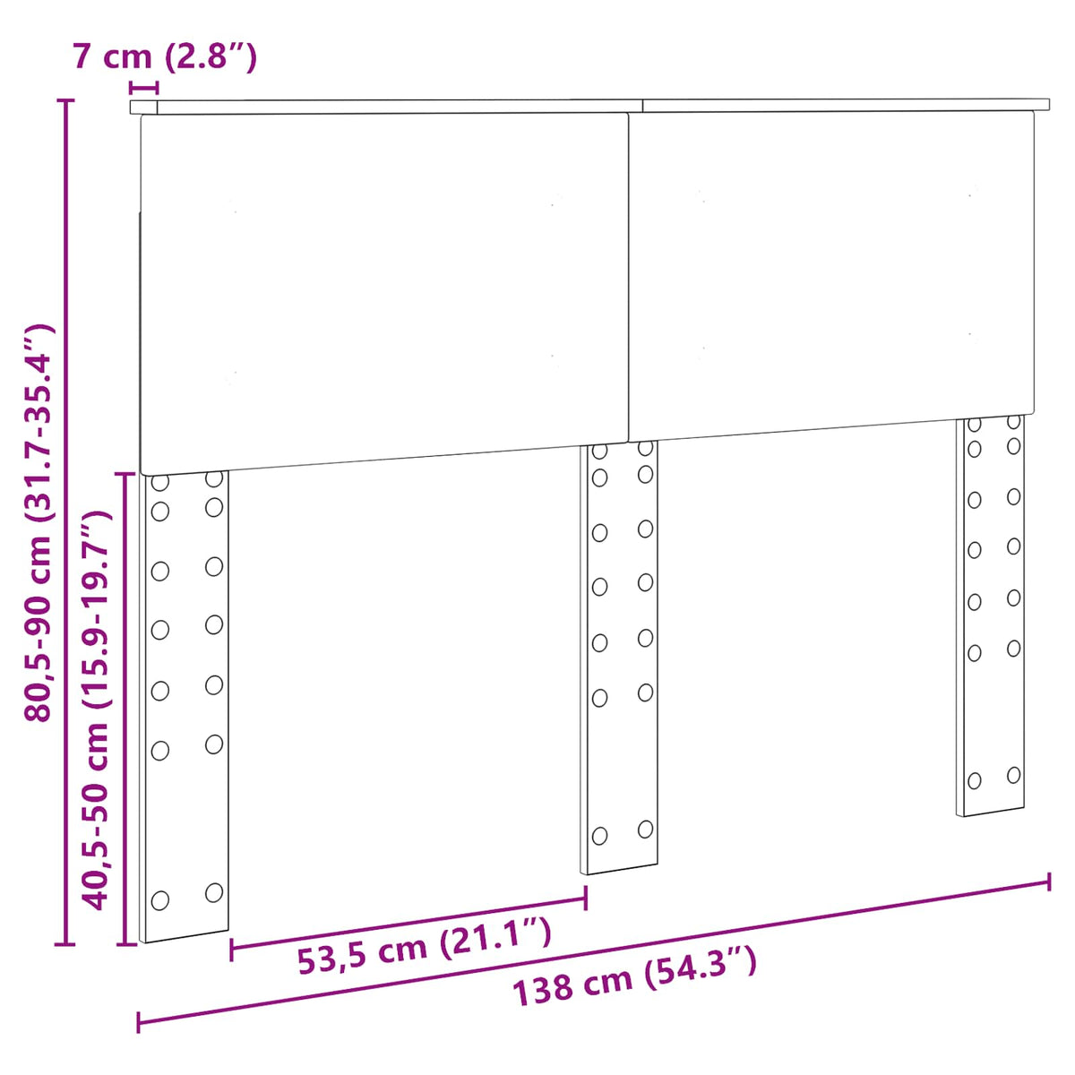 Headboard White 135 cm Engineered wood