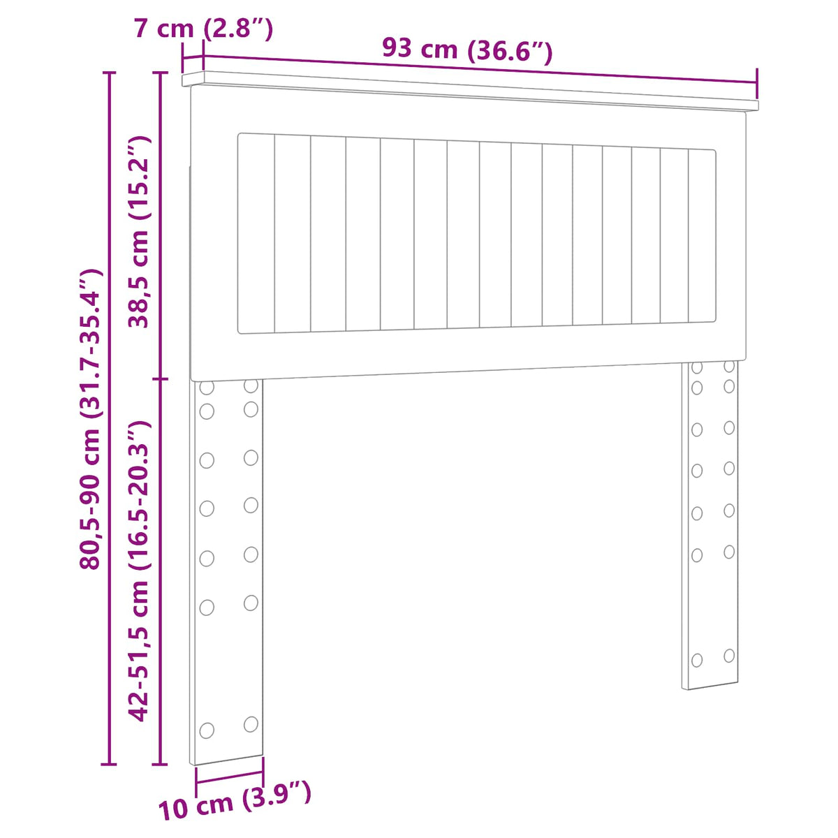 Headboard Sonoma Oak 90 cm Engineered wood