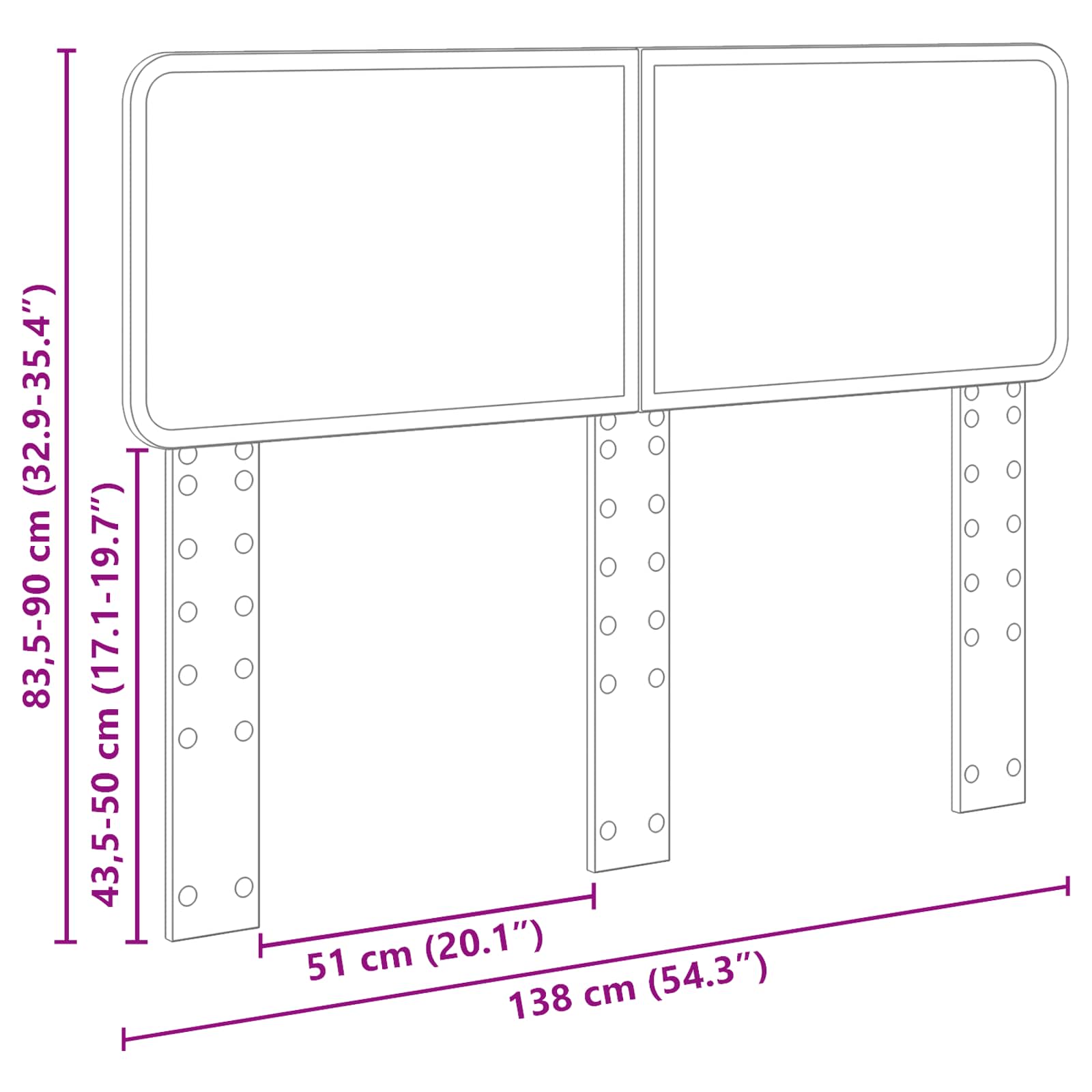 Headboard Sonoma Oak 135 cm Engineered wood