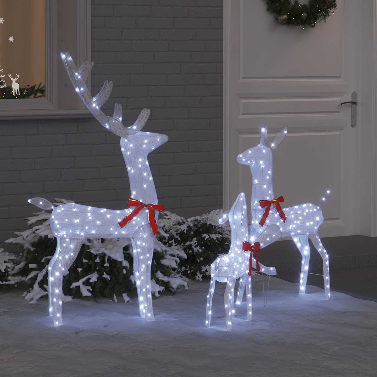 Reindeer Family 3 pcs Cold white 68 x 26 x 127 cm Fabric