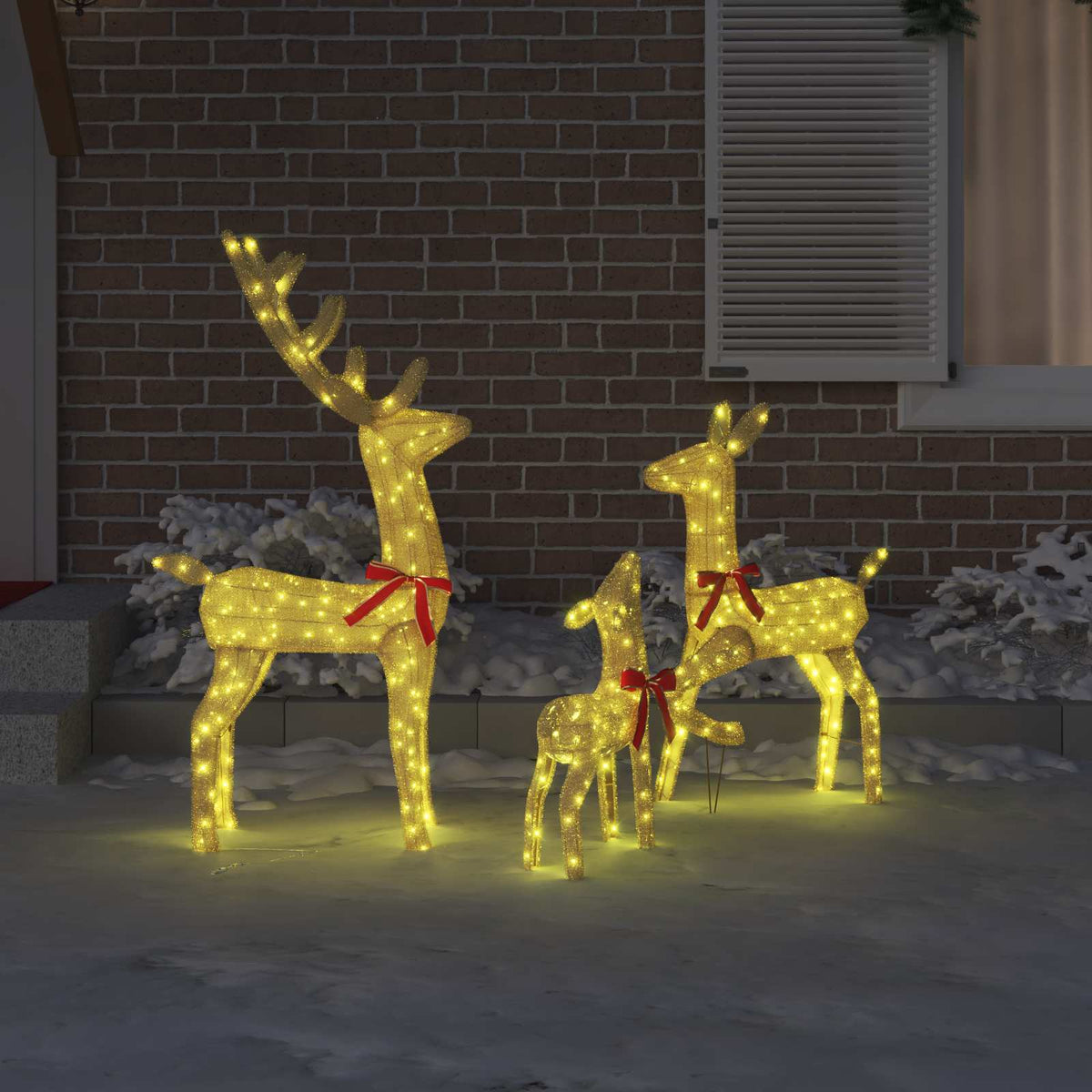 Reindeer Family 3 pcs Warm white 68 x 26 x 127 cm Fabric