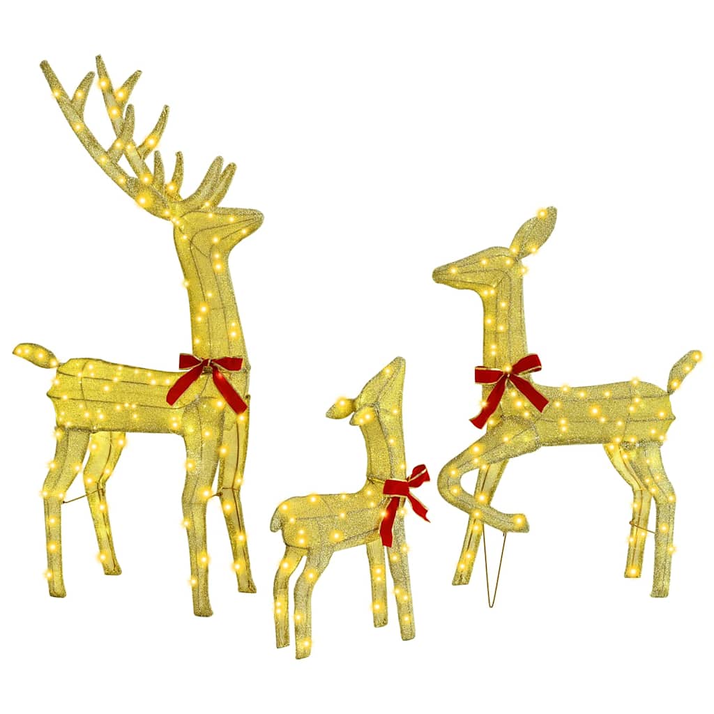 Reindeer Family 3 pcs Warm white 68 x 26 x 127 cm Fabric