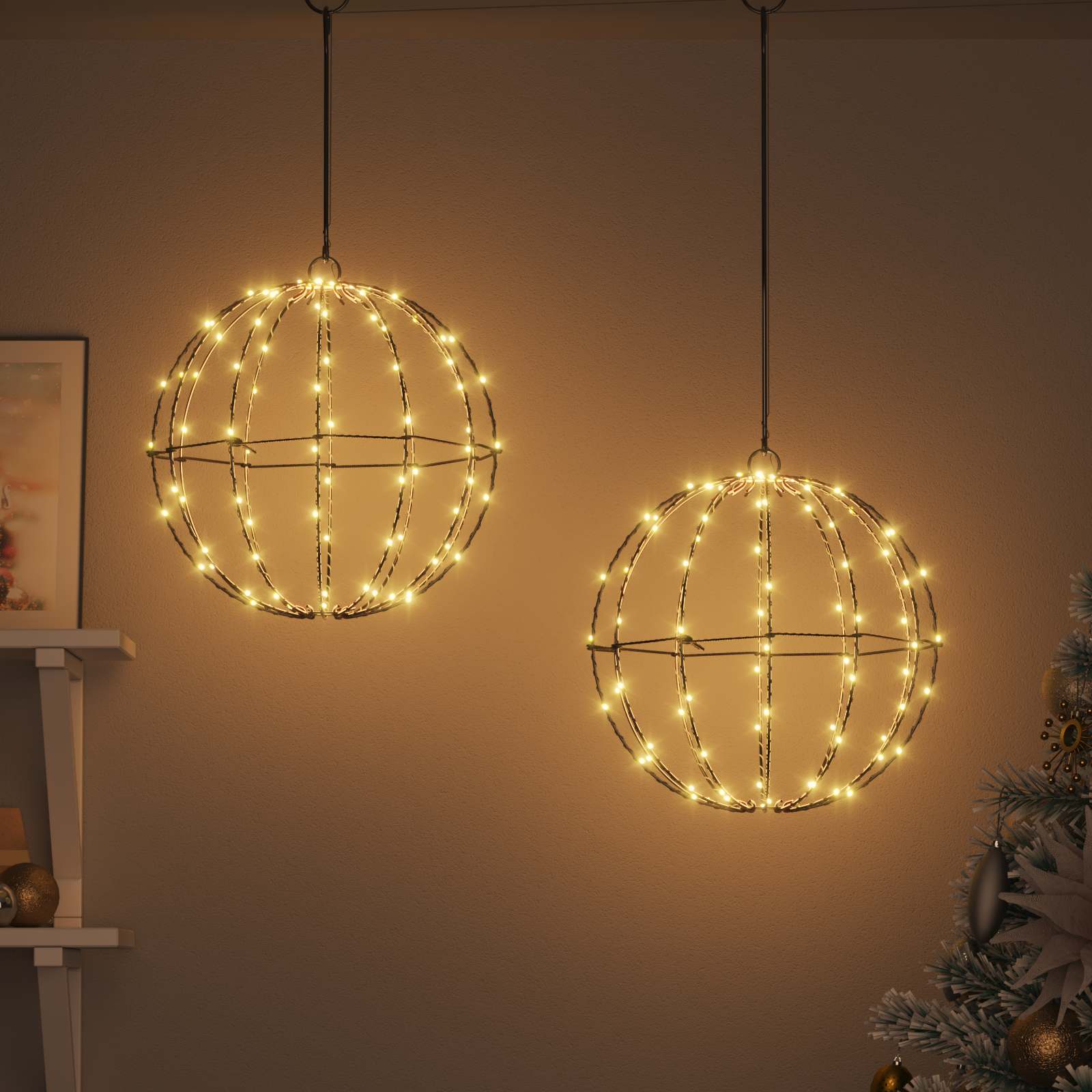 Ball 2 pcs Warm white 30 x 30 x 32 cm Metal 192 LEDs