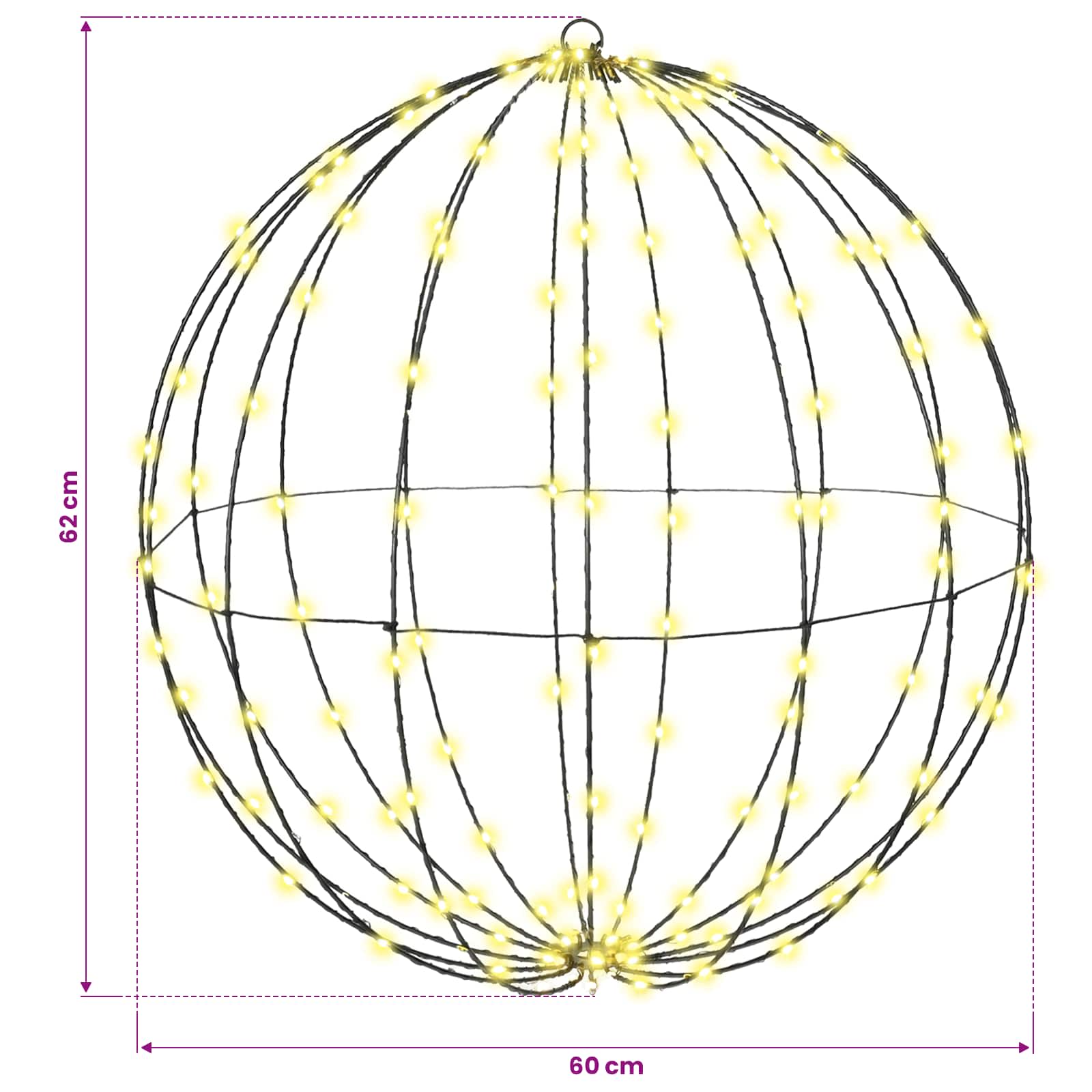 Ball 2 pcs Warm white 60 x 60 x 62 cm Metal 384 LEDs