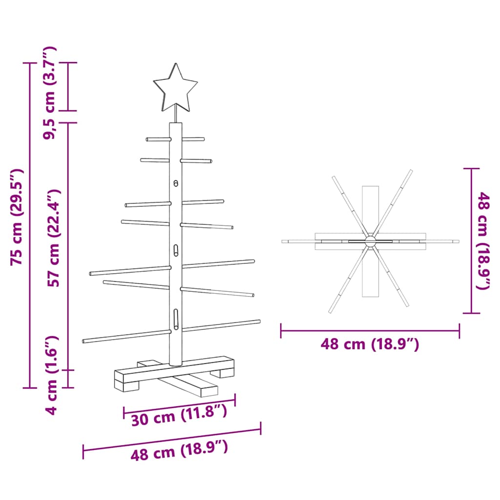 Wooden Christmas Tree KOTKA 75 cm Bamboo and solid pine wood