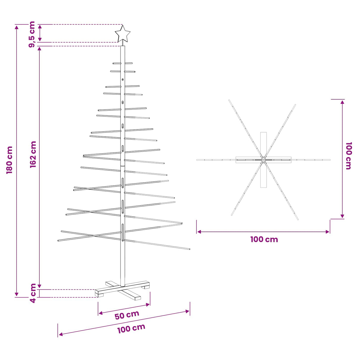 Wooden Christmas Tree with Stand Brown 180 cm Bamboo