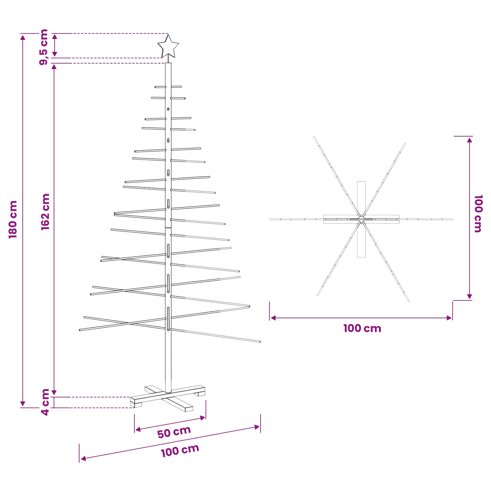 Wooden Christmas Tree with Stand Brown 180 cm Bamboo