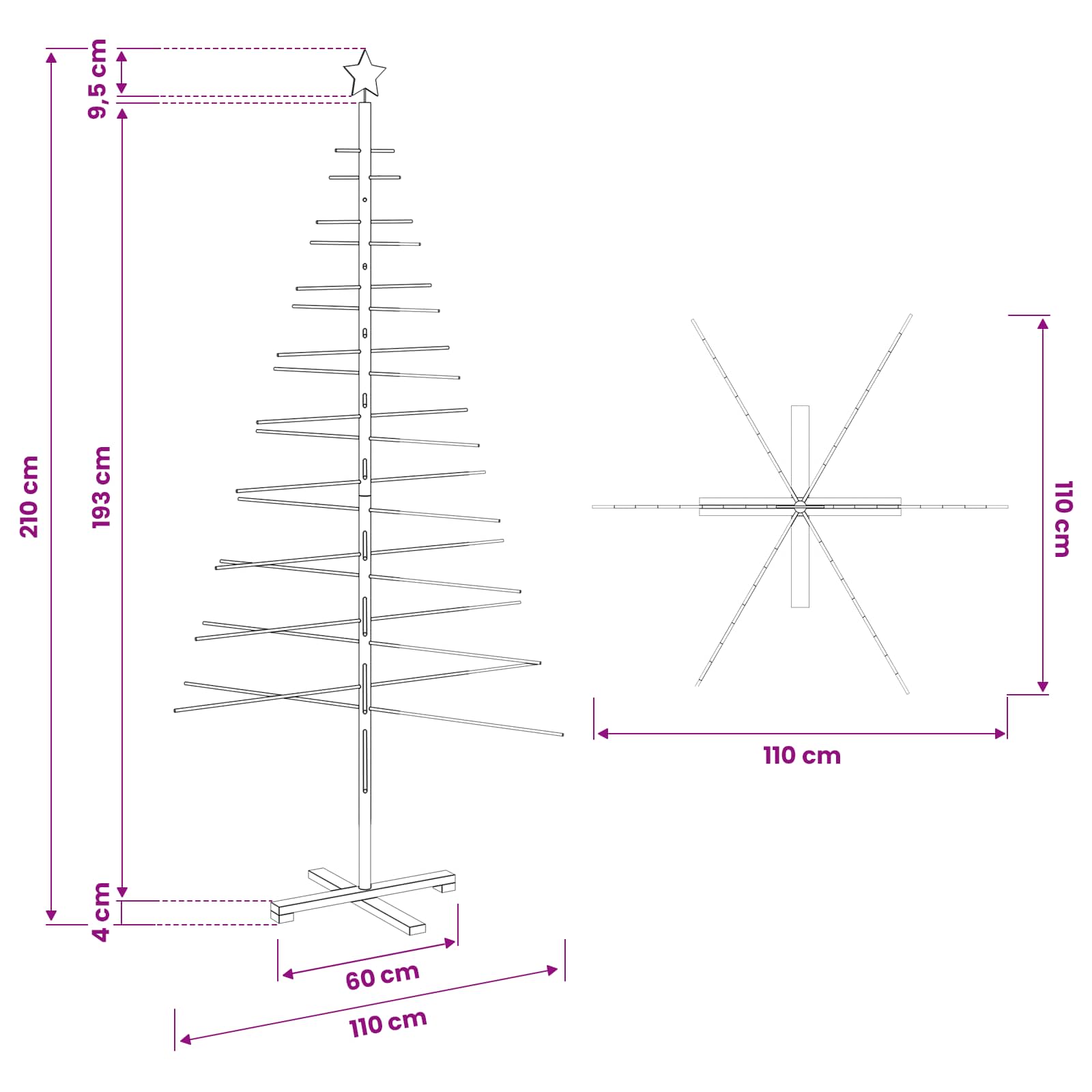 Wooden Christmas Tree with Stand Brown 210 cm Bamboo