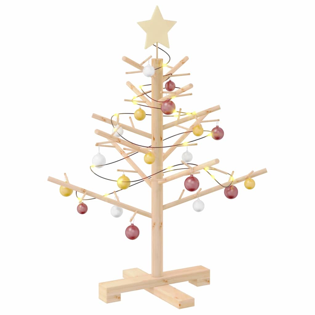 Wooden Christmas Tree with Stand Natural 75 cm Solid pine wood