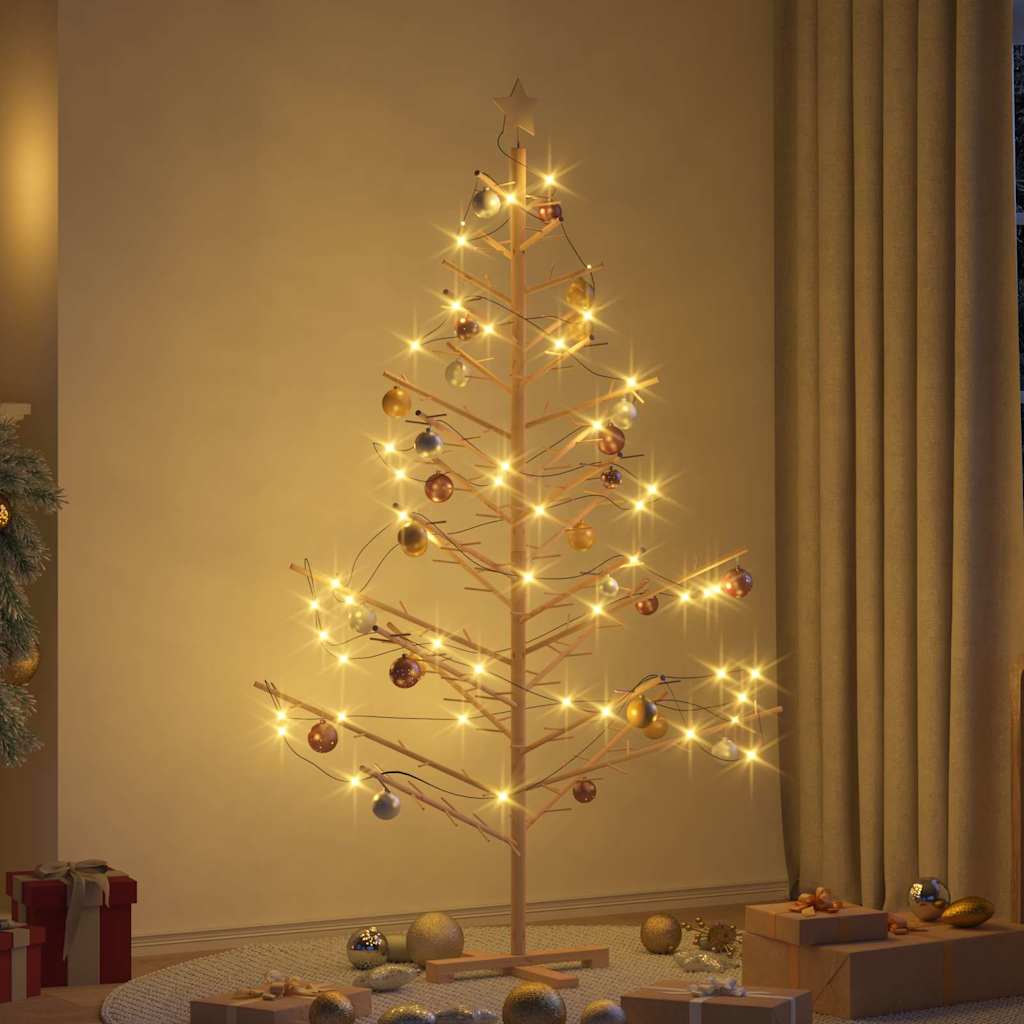 Wooden Christmas Tree with Stand Natural 180 cm Solid pine wood