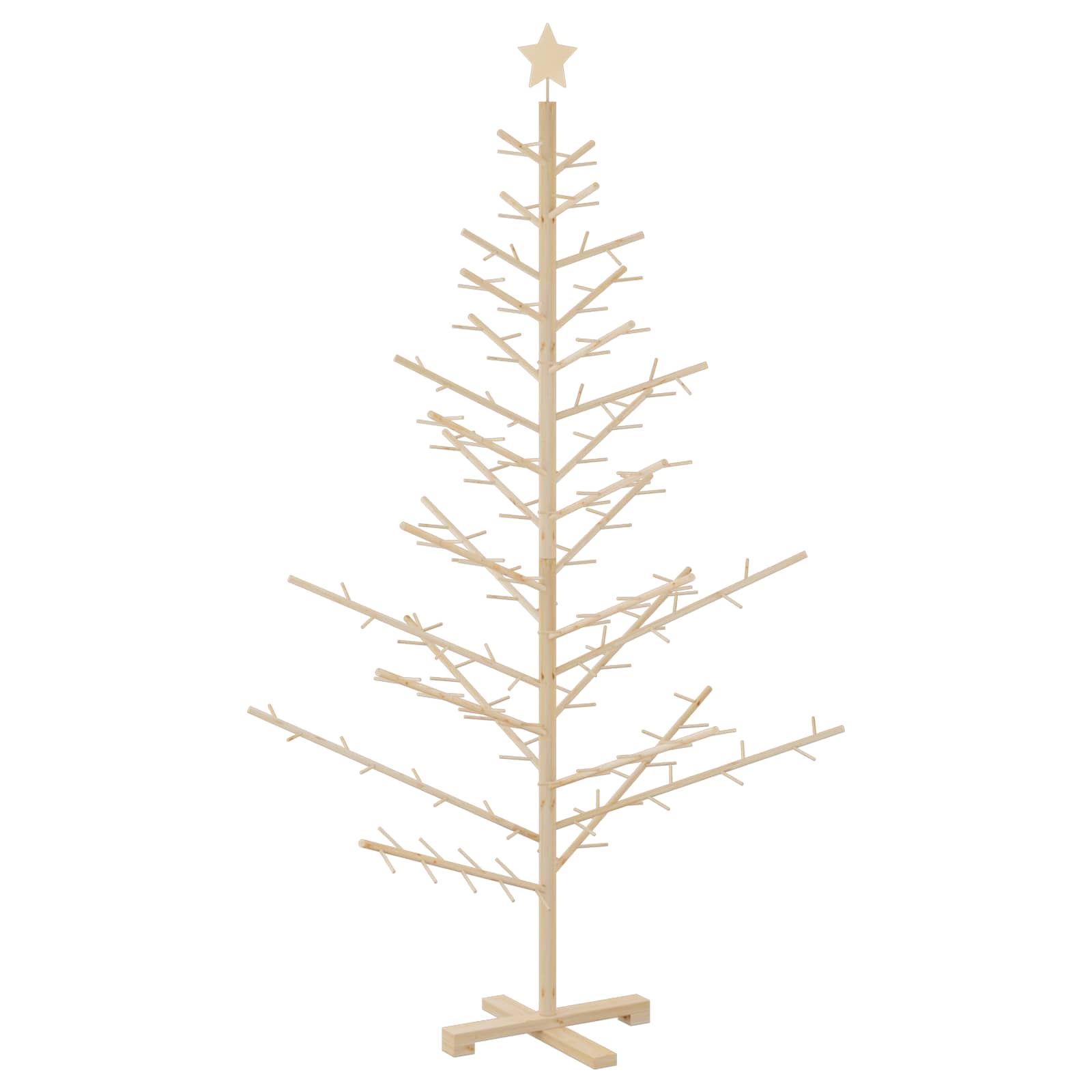 Wooden Christmas Tree with Stand Natural 180 cm Solid pine wood