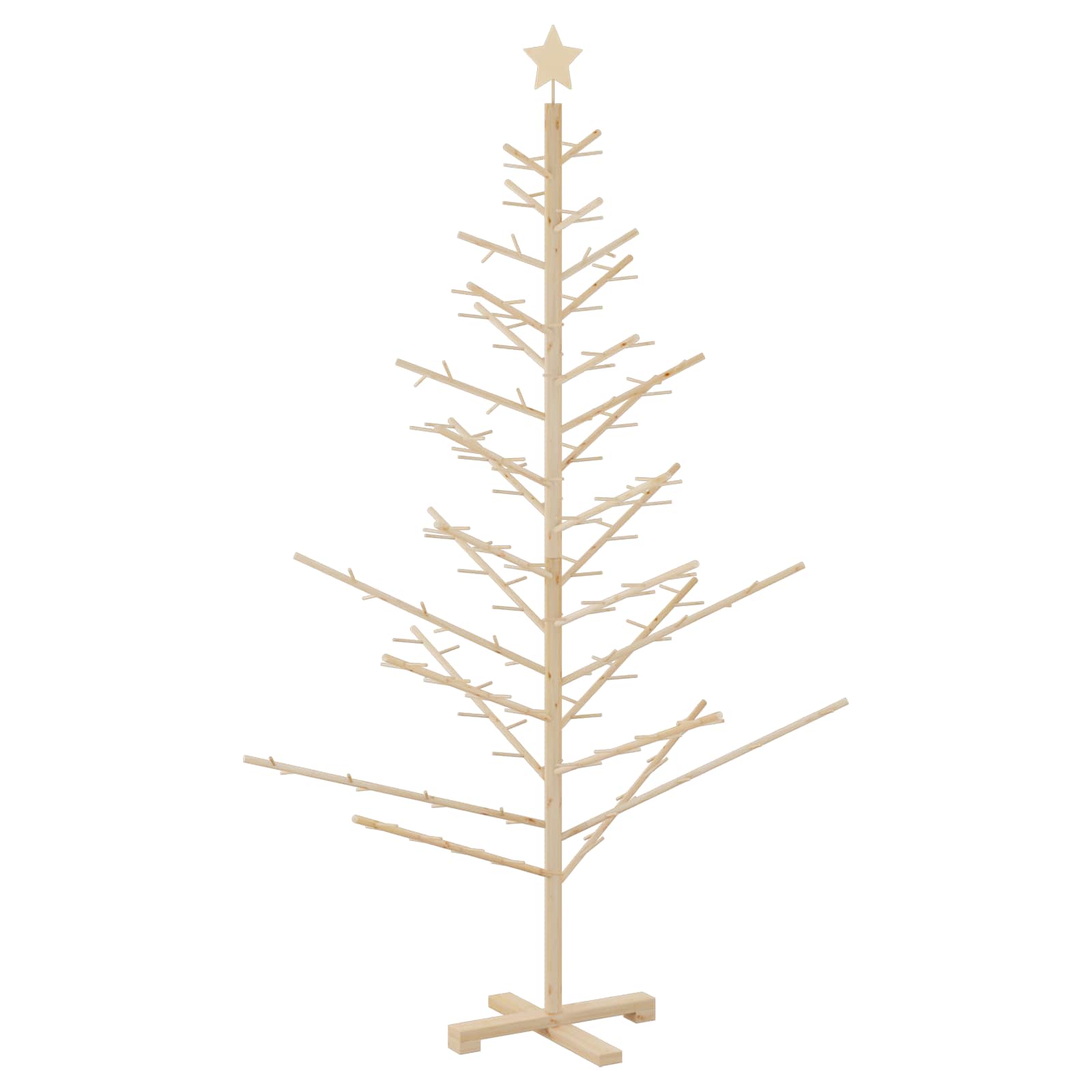 Wooden Christmas Tree with Stand Natural 180 cm Solid pine wood