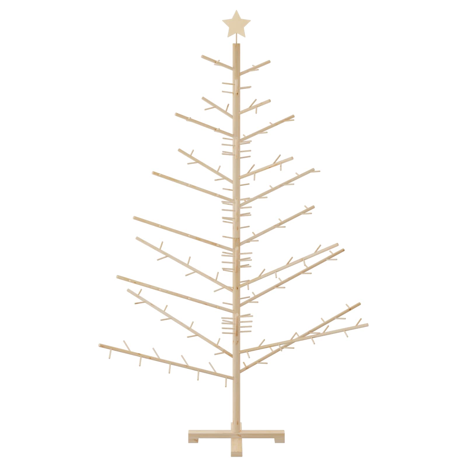 Wooden Christmas Tree with Stand Natural 180 cm Solid pine wood