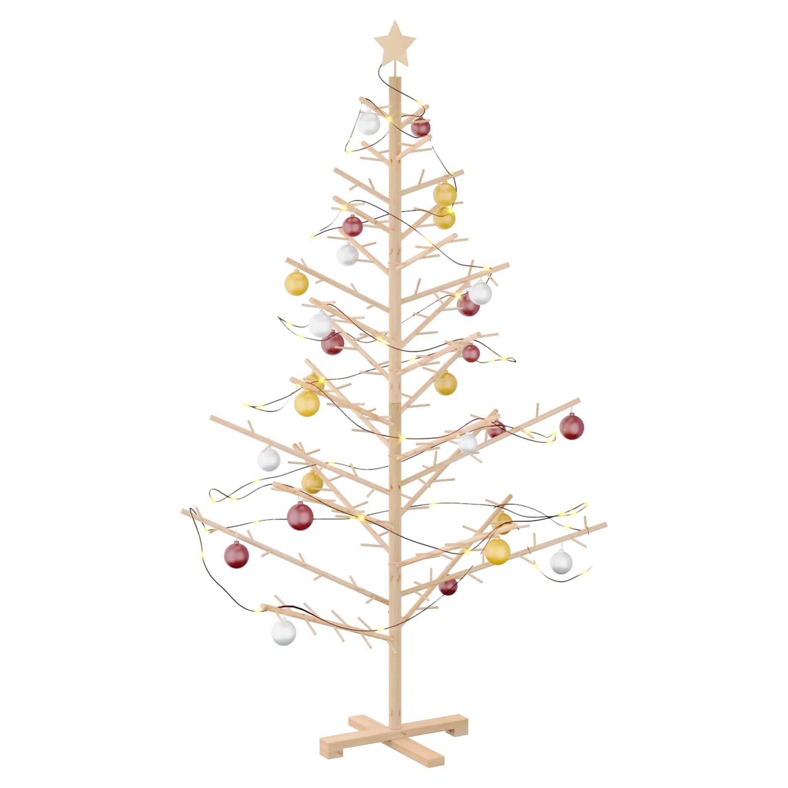 Wooden Christmas Tree with Stand Natural 180 cm Solid pine wood