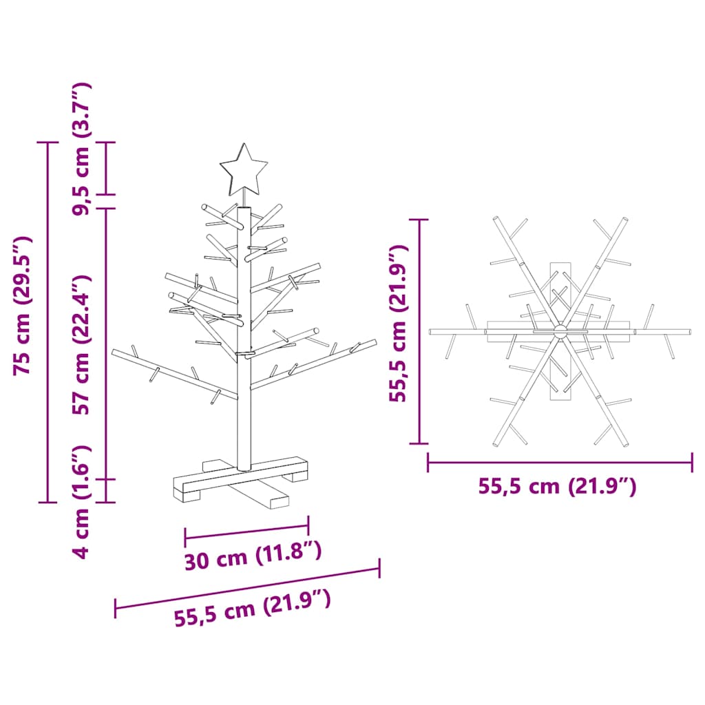 Wooden Christmas Tree KOTKA 75 cm Bamboo and solid pine wood