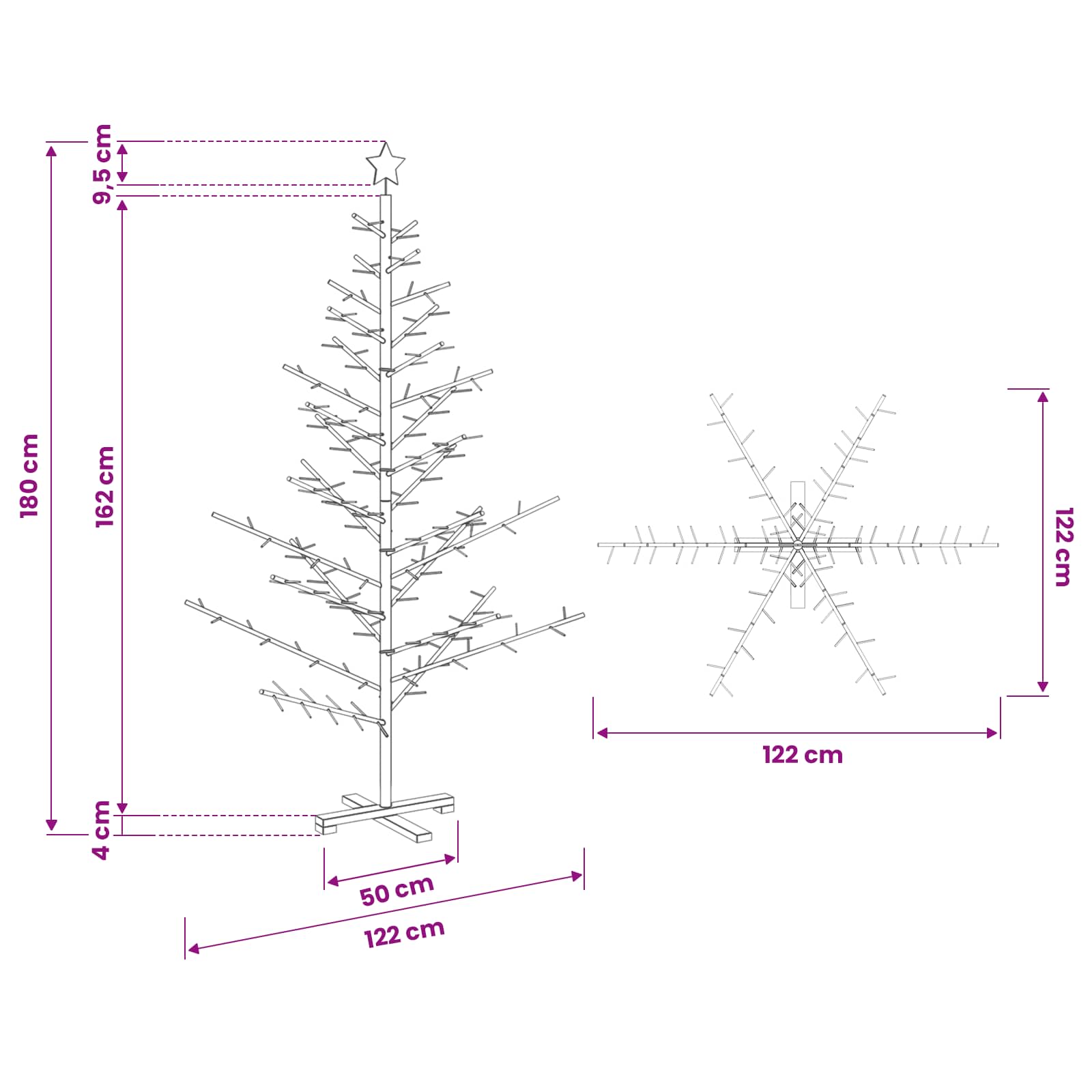Wooden Christmas Tree with Stand Brown 180 cm Solid pine wood
