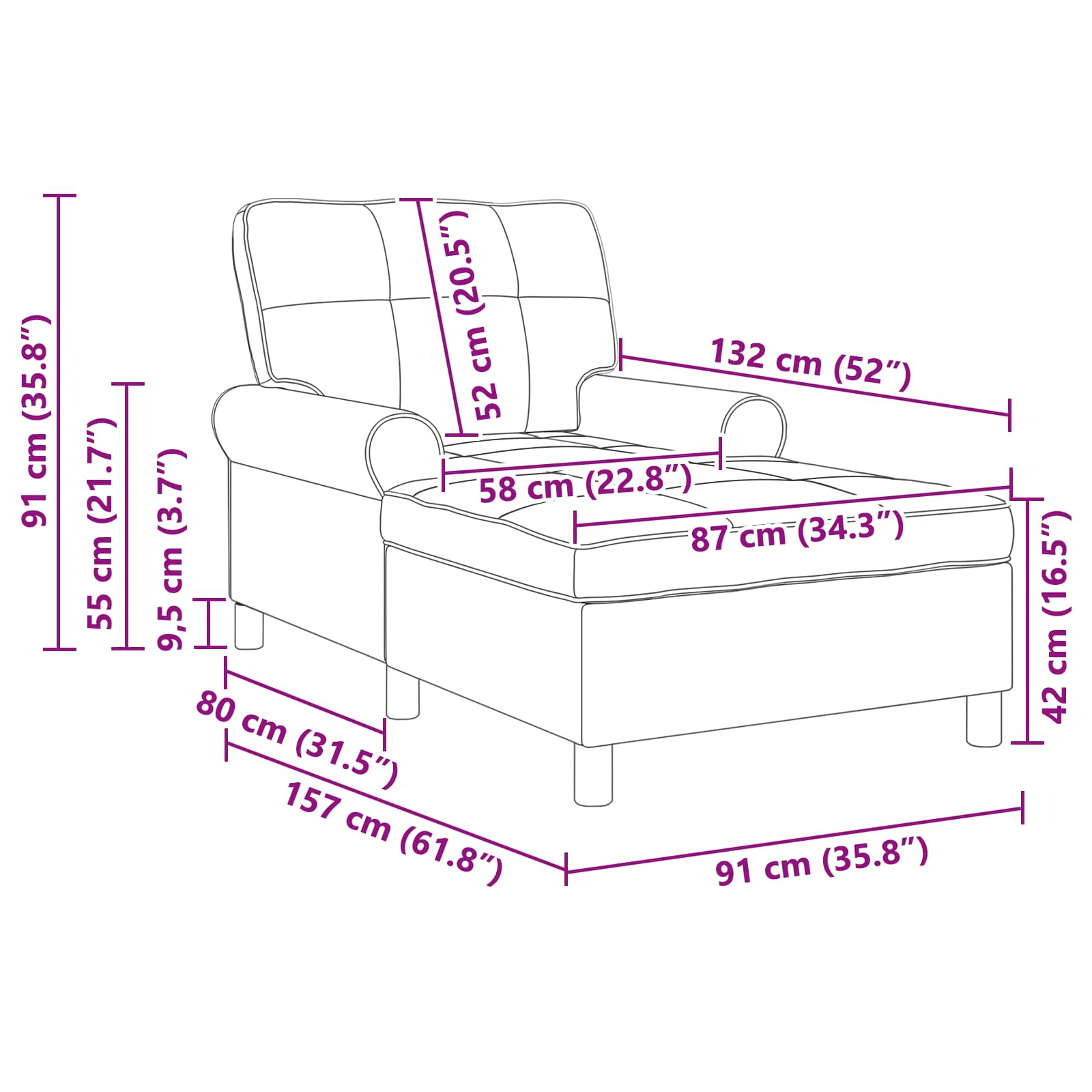 Lounge Chair with Cushion Black 91 x 157 x 91 cm Faux Leather