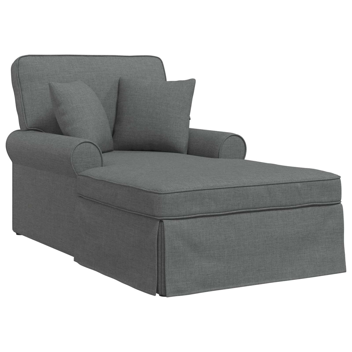 Chaise Lounge with Skirt with Cushion 3 pcs Dark Grey Fabric