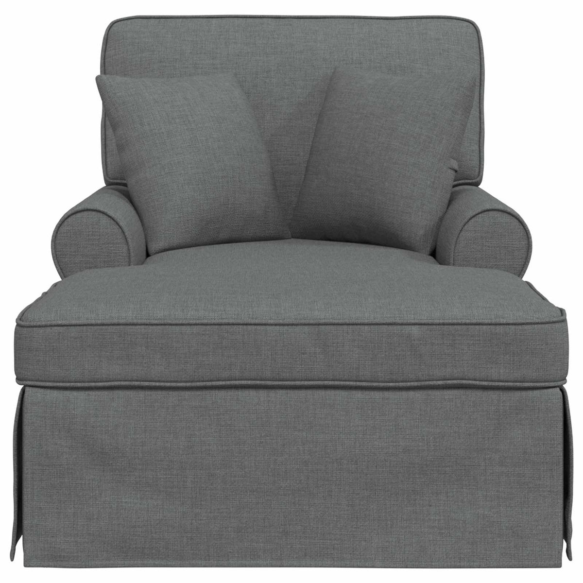 Chaise Lounge with Skirt with Cushion 3 pcs Dark Grey Fabric