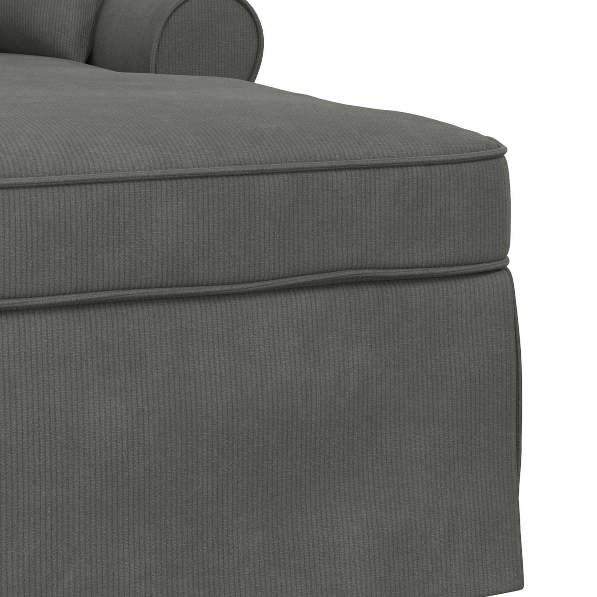 Chaise Lounge with Skirt 3 pcs Dark Grey Corduroy Fabric