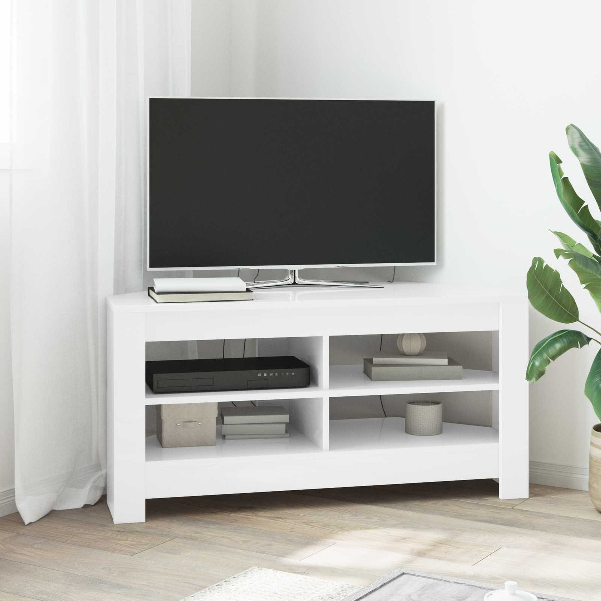 CornerTVCabinet 102 x 40,5 x 45 cm White Engineered Wood