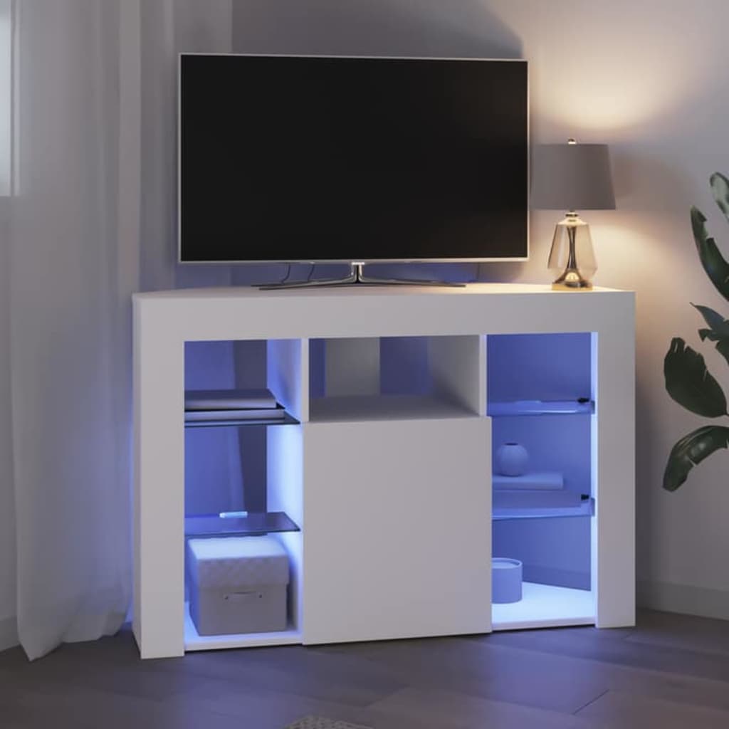 Corner LED TV Cabinet White 100x40x68cm Engineered Wood