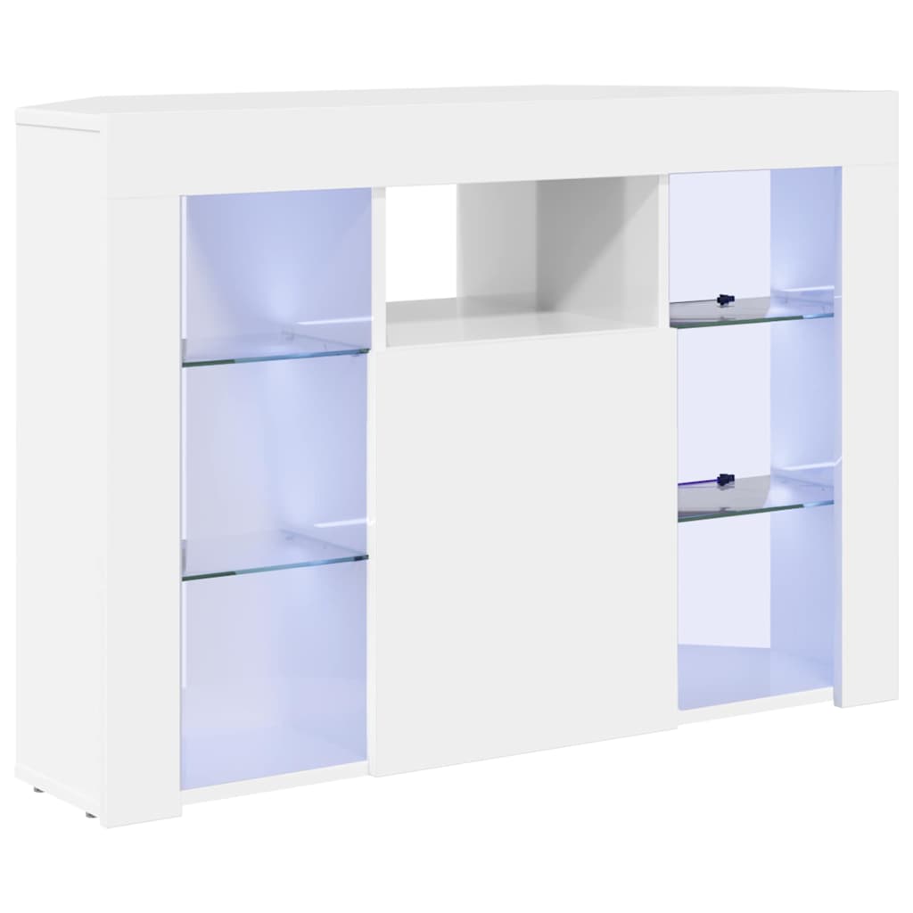 Corner LED TV Cabinet Wall-mounted High gloss White 100x40x68cm