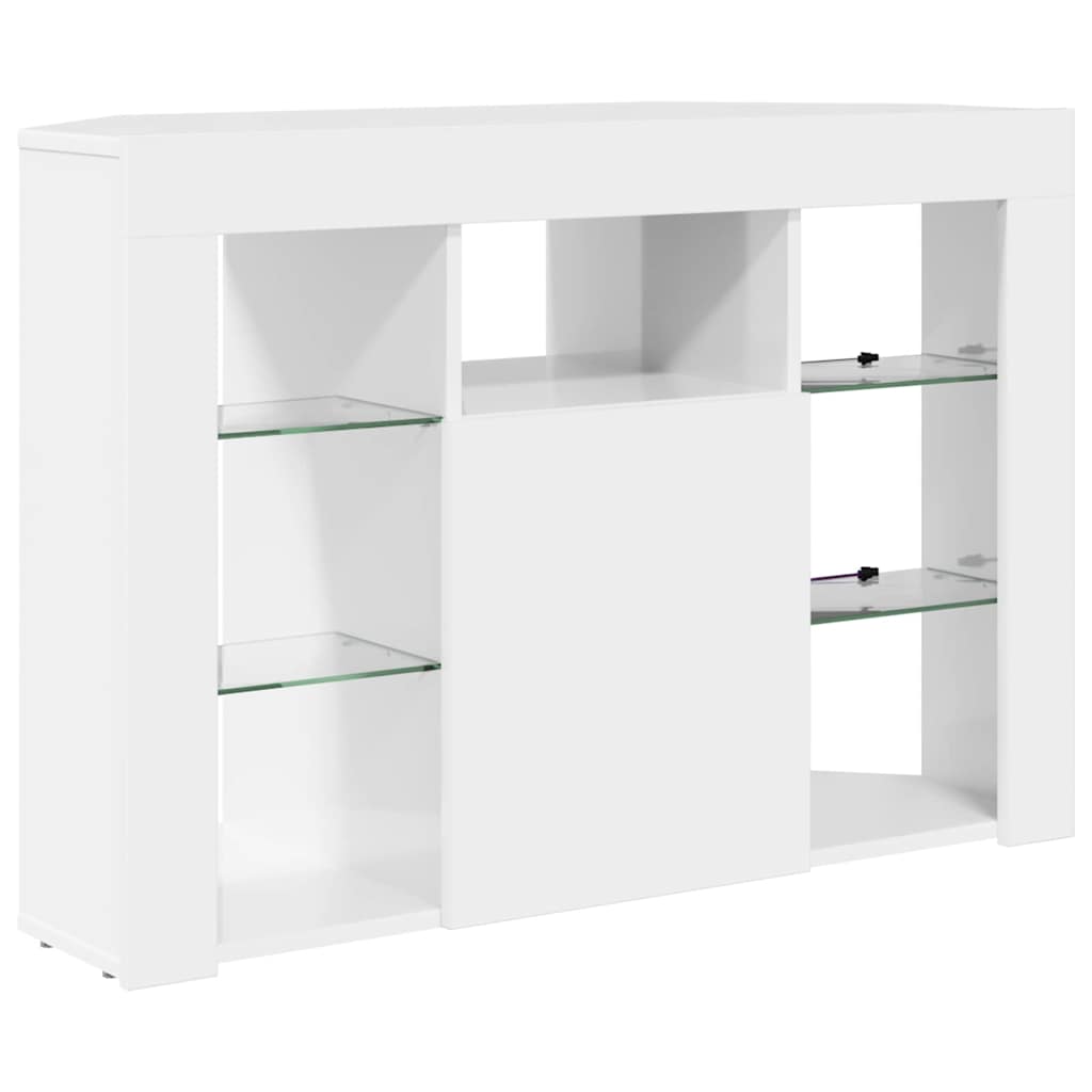 Corner LED TV Cabinet Wall-mounted High gloss White 100x40x68cm