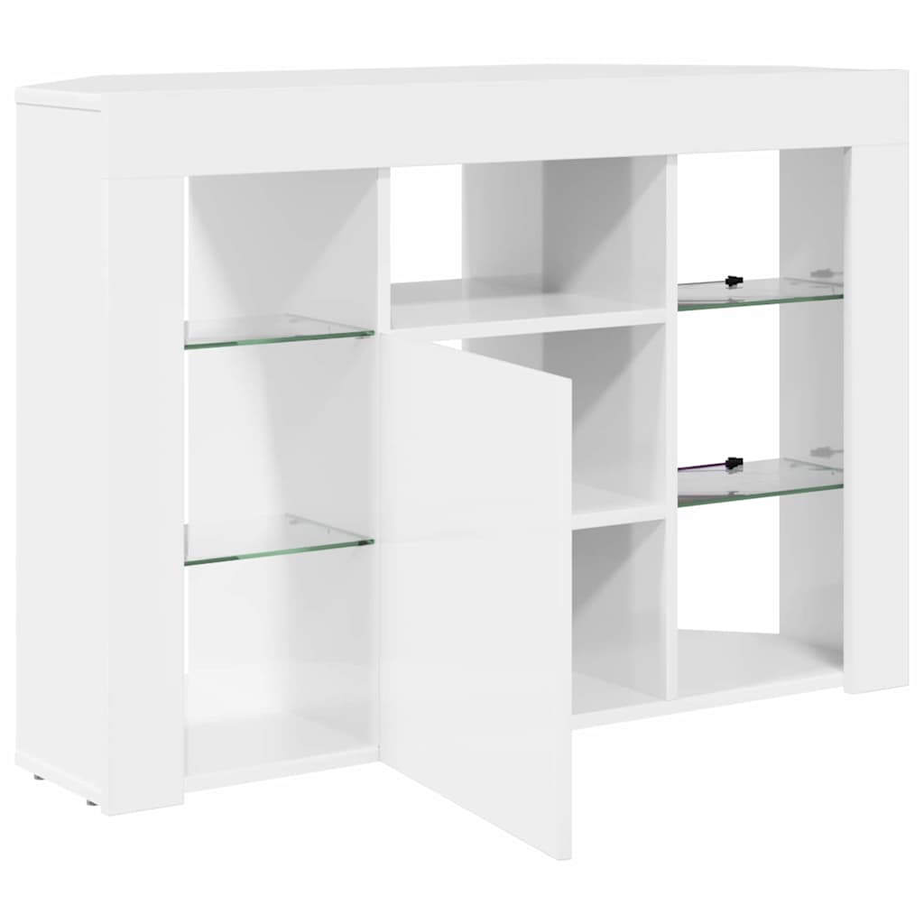 Corner LED TV Cabinet Wall-mounted High gloss White 100x40x68cm