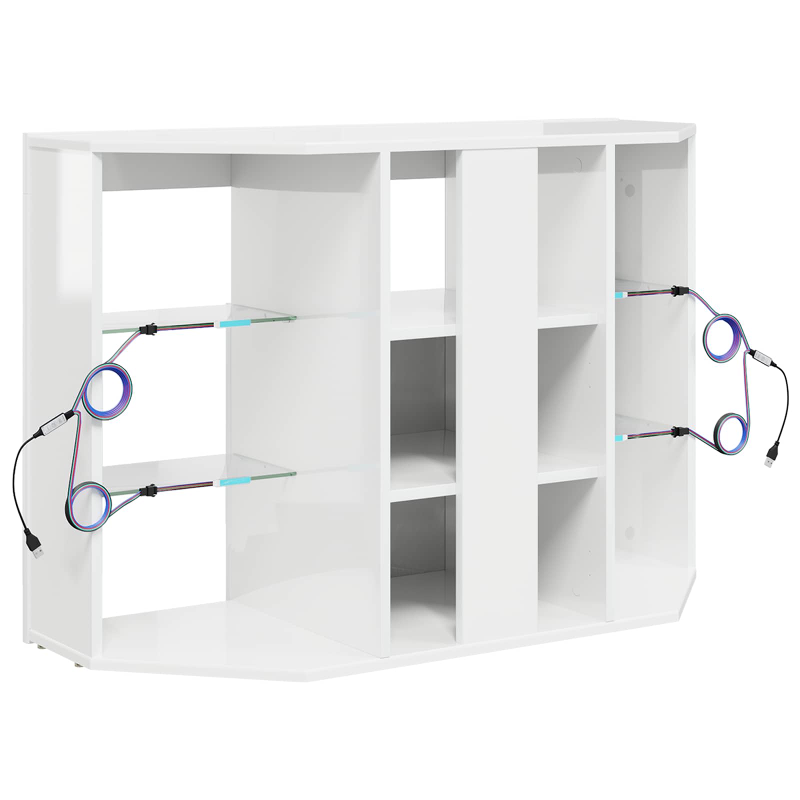 Corner LED TV Cabinet Wall-mounted High gloss White 100x40x68cm