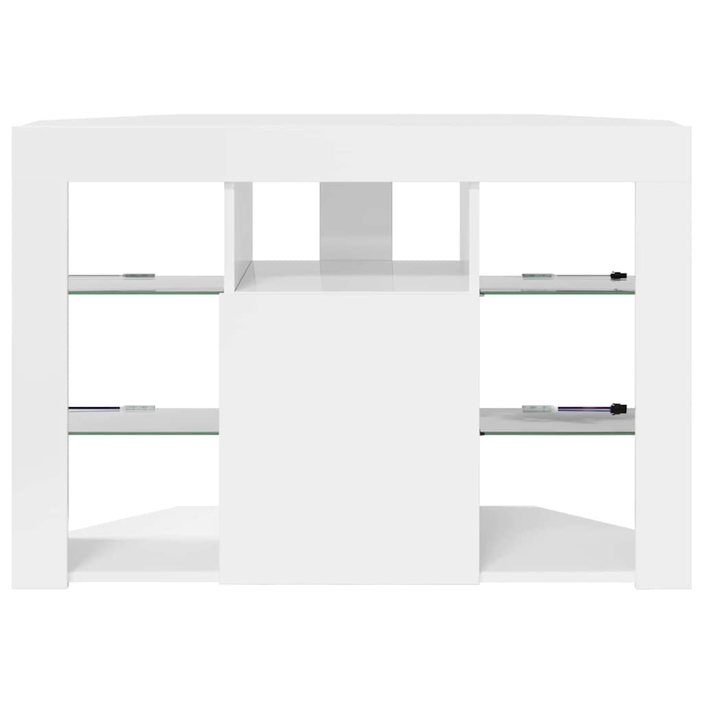 Corner LED TV Cabinet Wall-mounted High gloss White 100x40x68cm