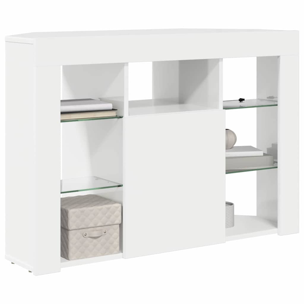 Corner LED TV Cabinet Wall-mounted High gloss White 100x40x68cm