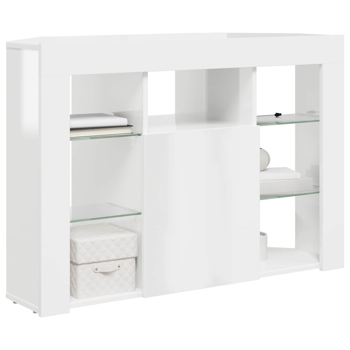 Corner LED TV Cabinet Wall-mounted High gloss White 100x40x68cm