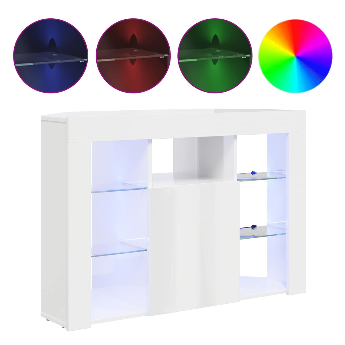 Corner LED TV Cabinet Wall-mounted High gloss White 100x40x68cm