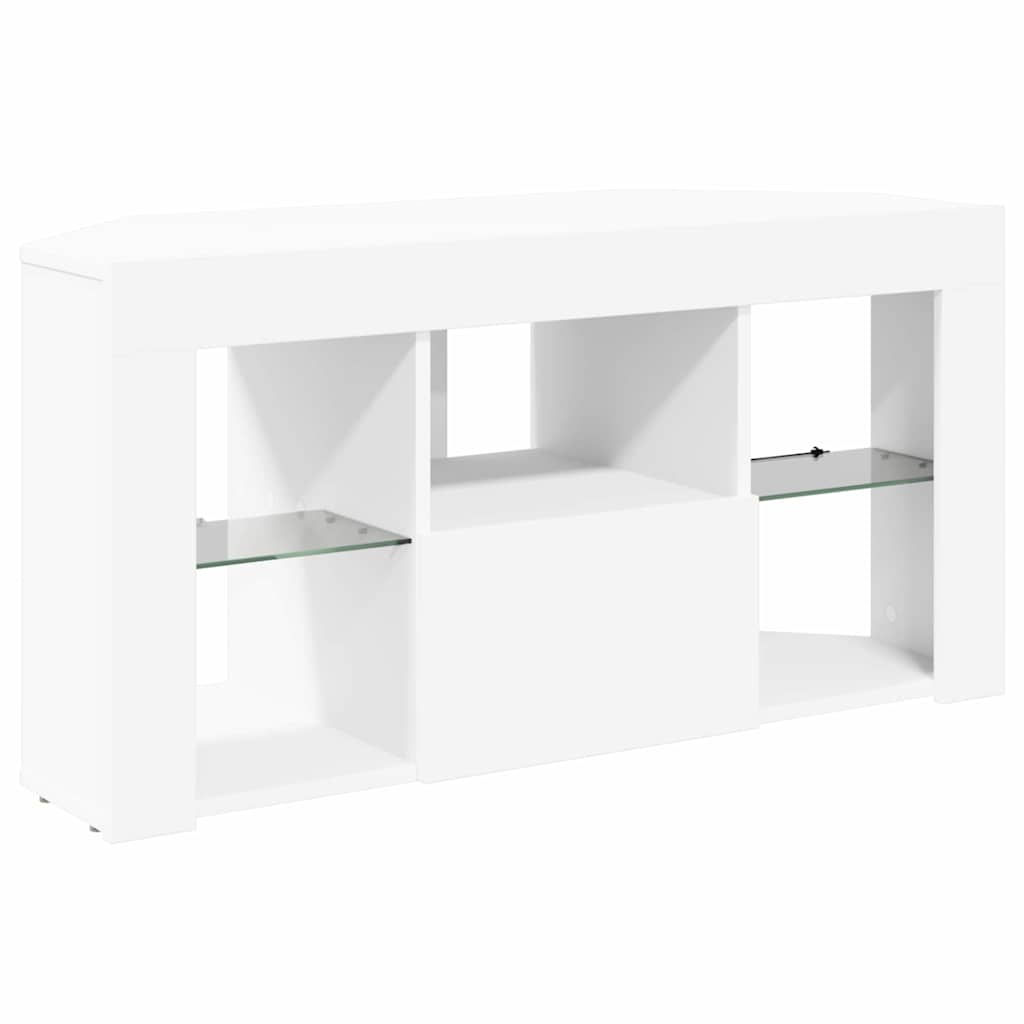 Corner LED TV Cabinet White 100 x 40 x 50 cm Engineered Wood