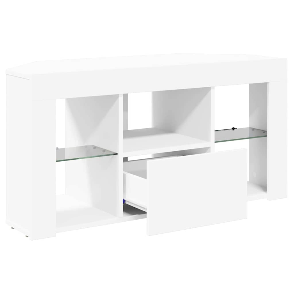 Corner LED TV Cabinet White 100 x 40 x 50 cm Engineered Wood
