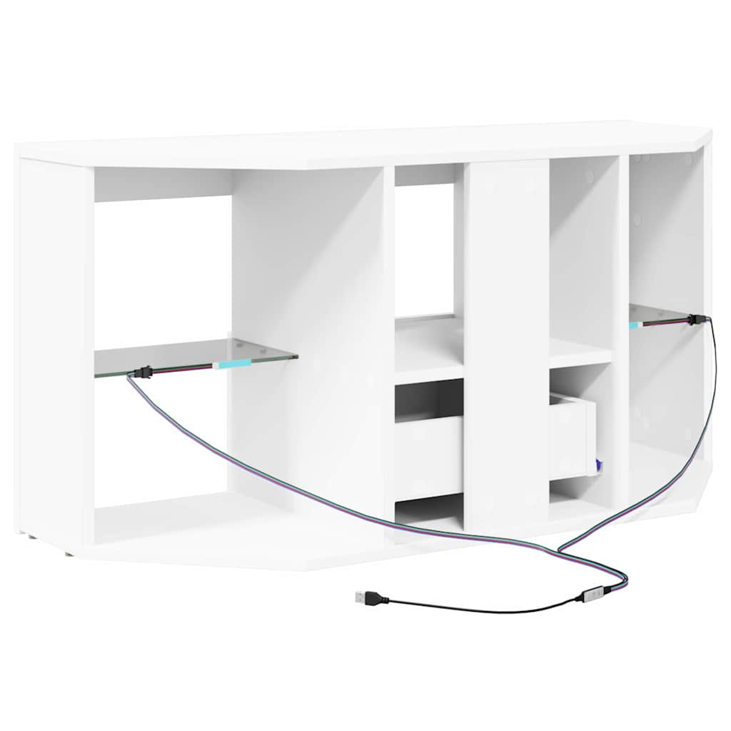 Corner LED TV Cabinet White 100 x 40 x 50 cm Engineered Wood