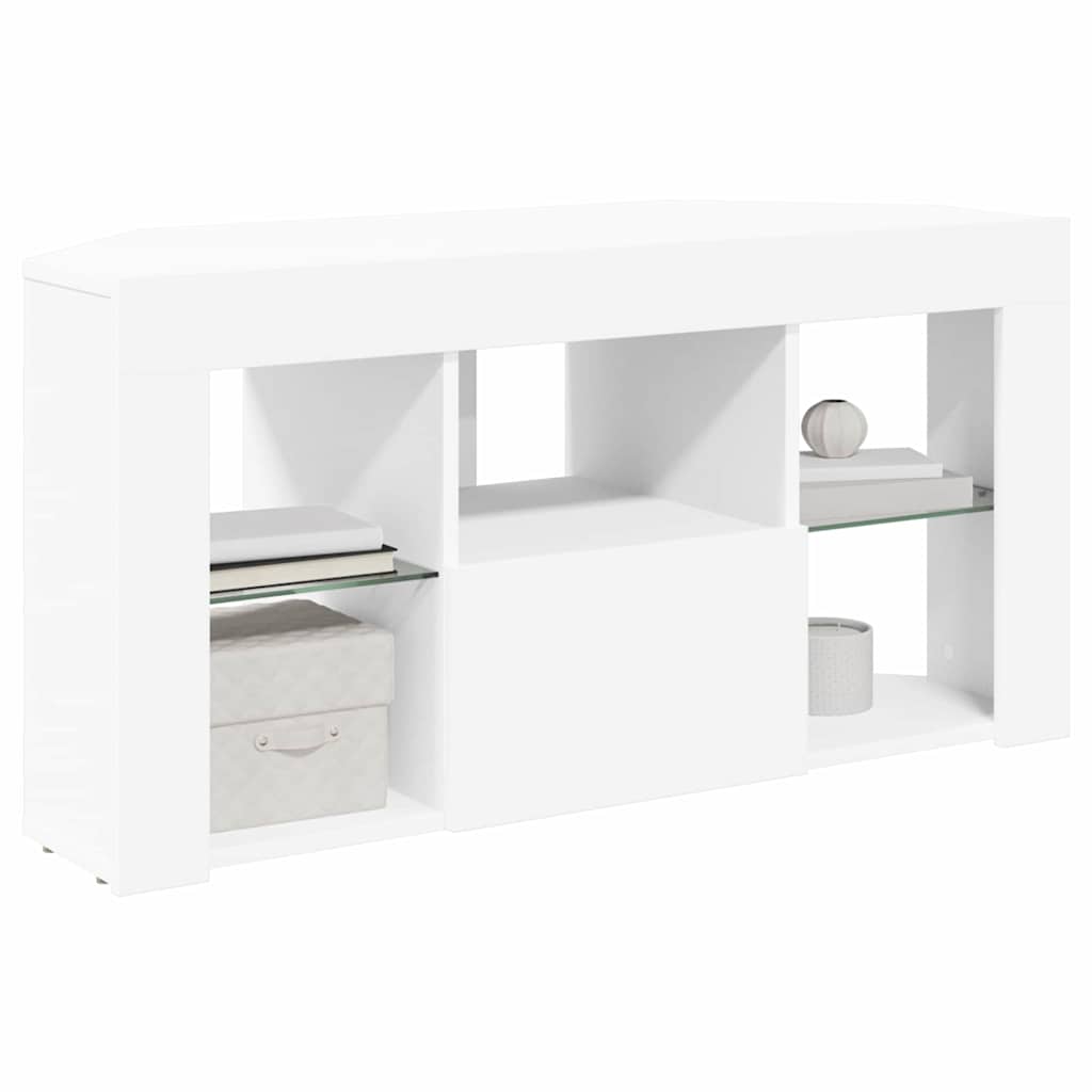 Corner LED TV Cabinet White 100 x 40 x 50 cm Engineered Wood