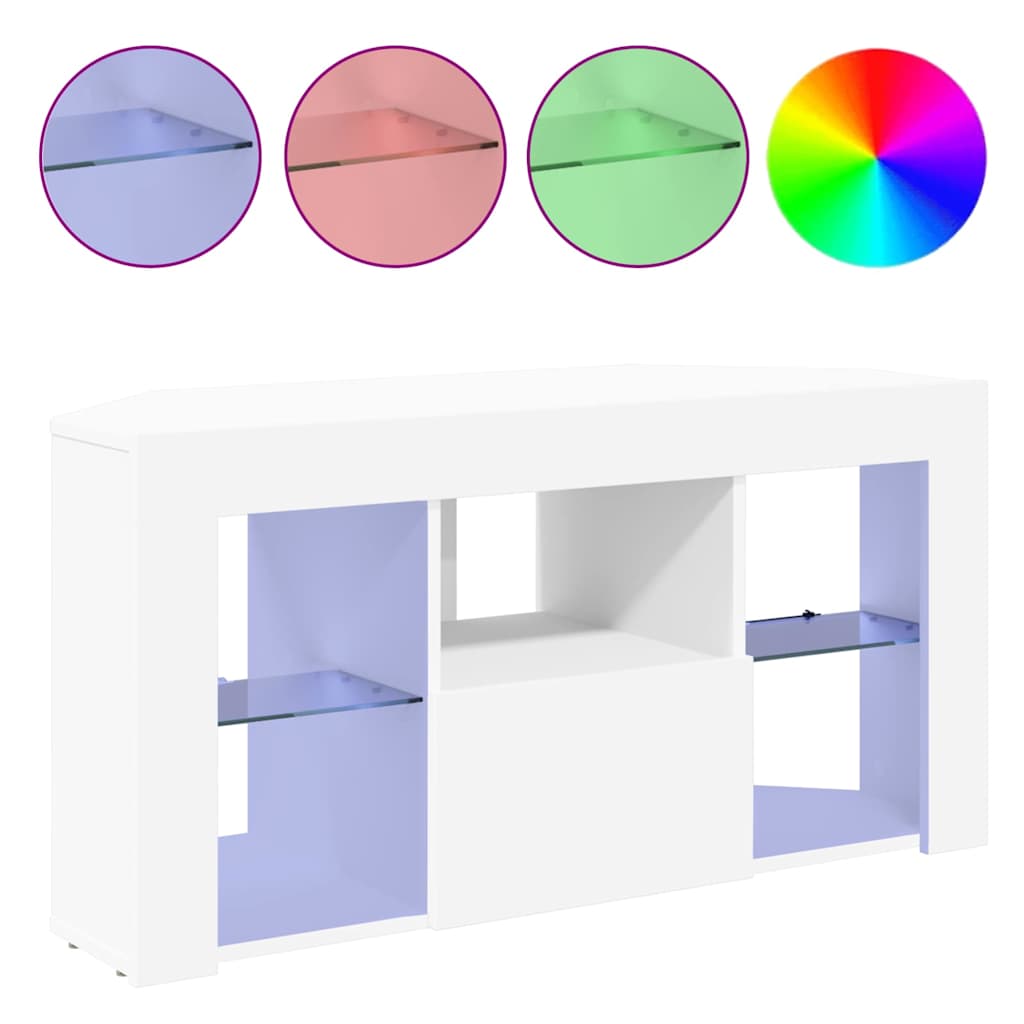Corner LED TV Cabinet White 100 x 40 x 50 cm Engineered Wood