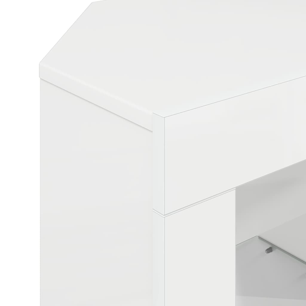 Corner LED TV Cabinet High gloss White 100 x 40 x 50 cm