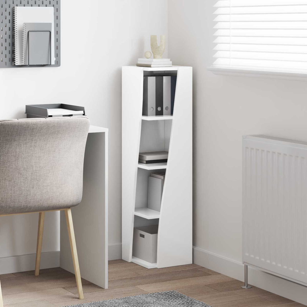 Corner Cabinet High Gloss White 27,5x27x102cm Engineered Wood