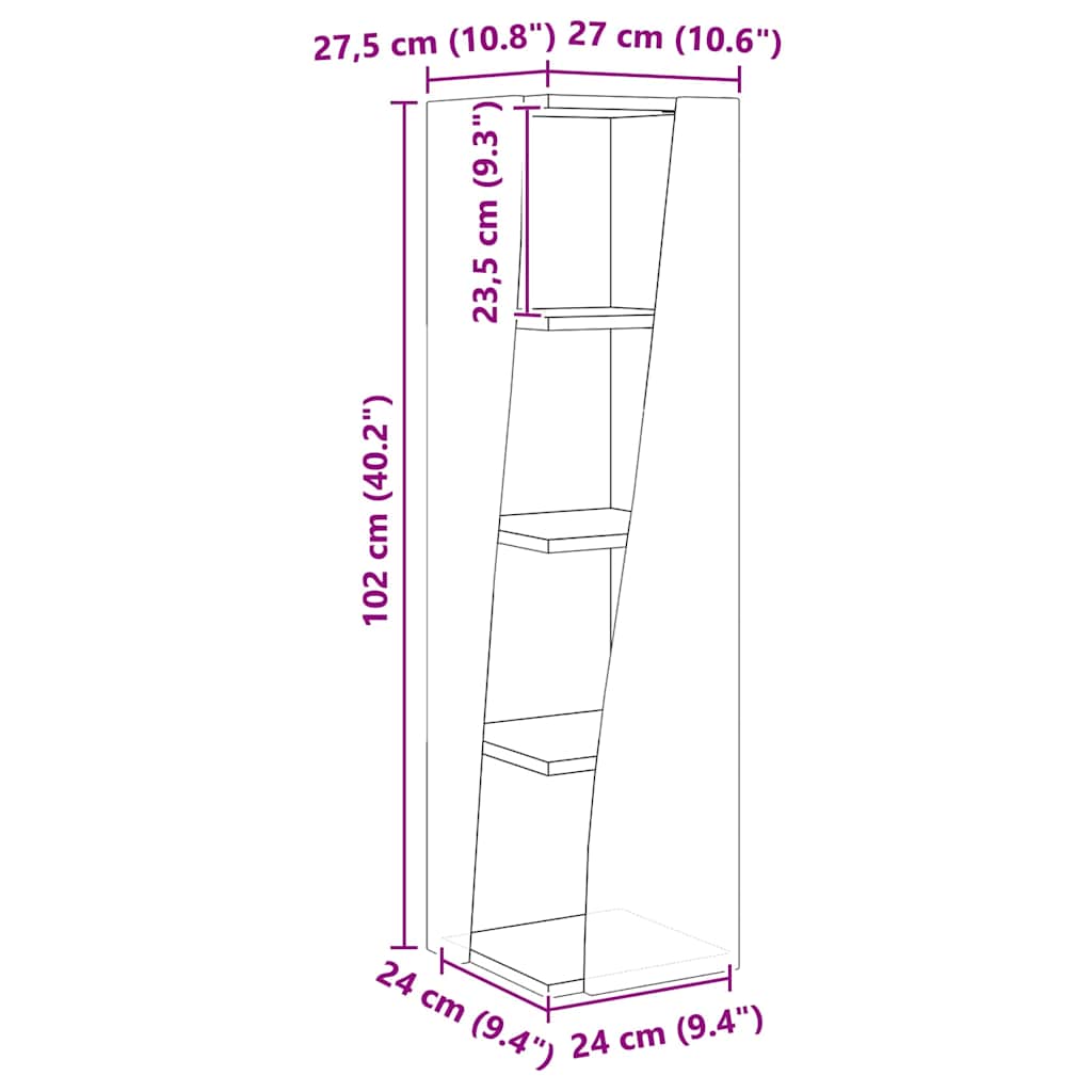 Corner Cabinet High Gloss White 27,5x27x102cm Engineered Wood