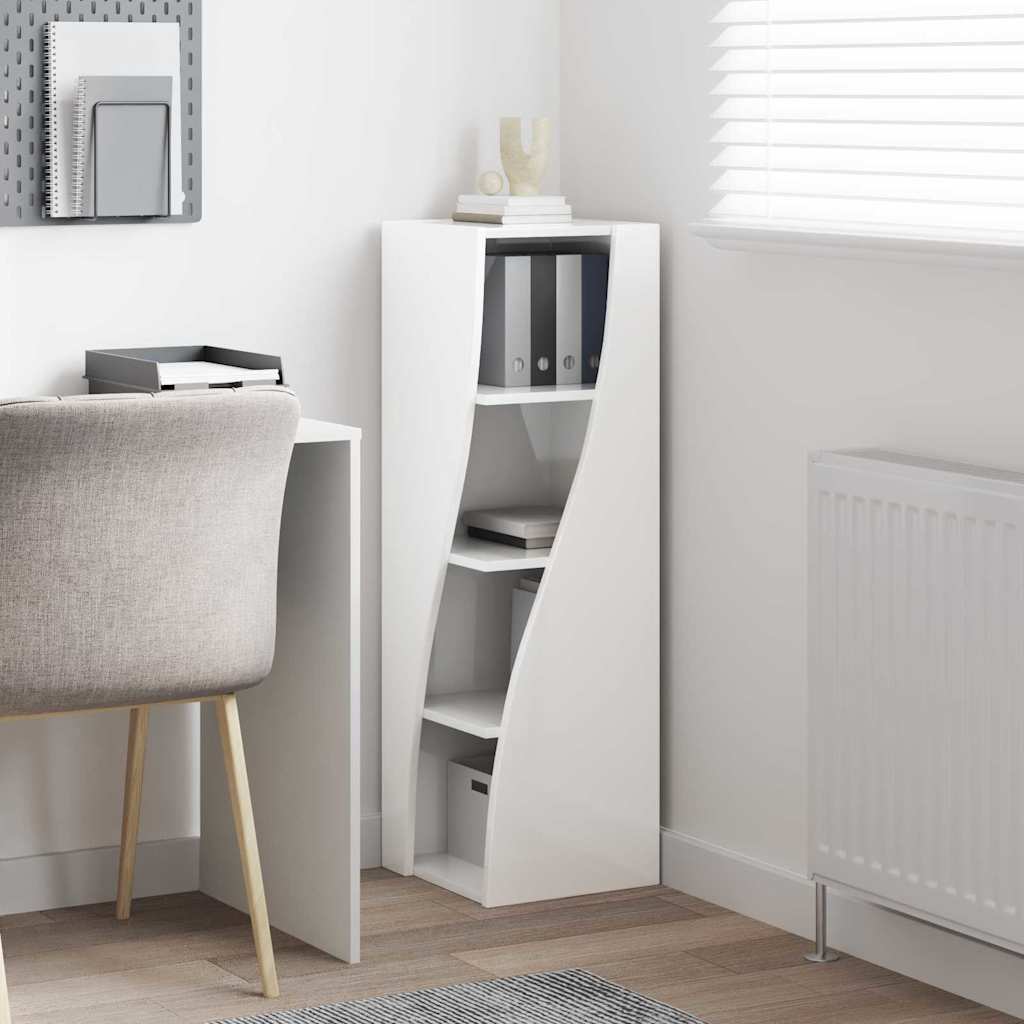 Corner Cabinet High Gloss White 32x32x102cm Engineered Wood